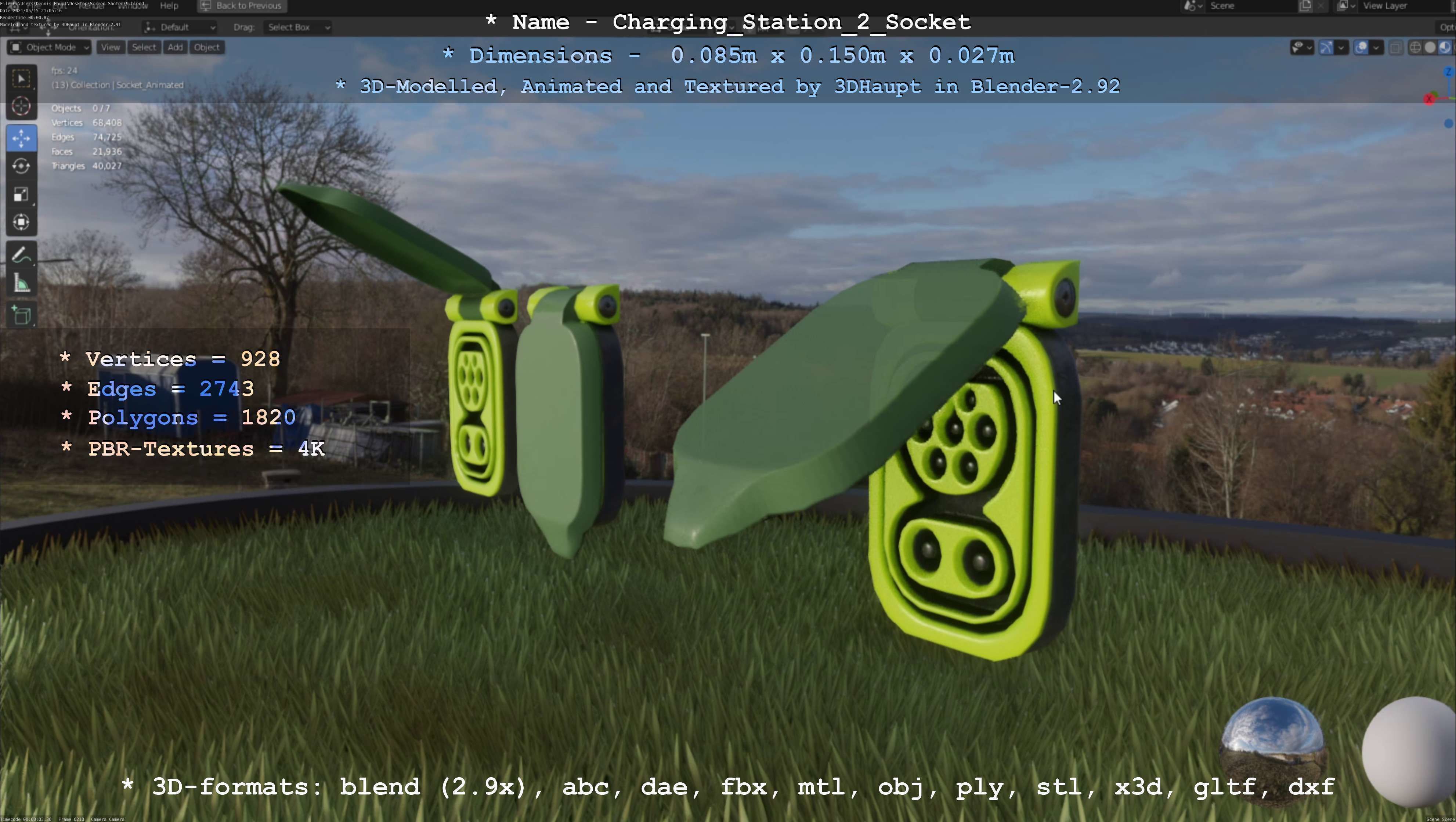 Sockets from Charging Station Version 2 Low-poly 3D model_30