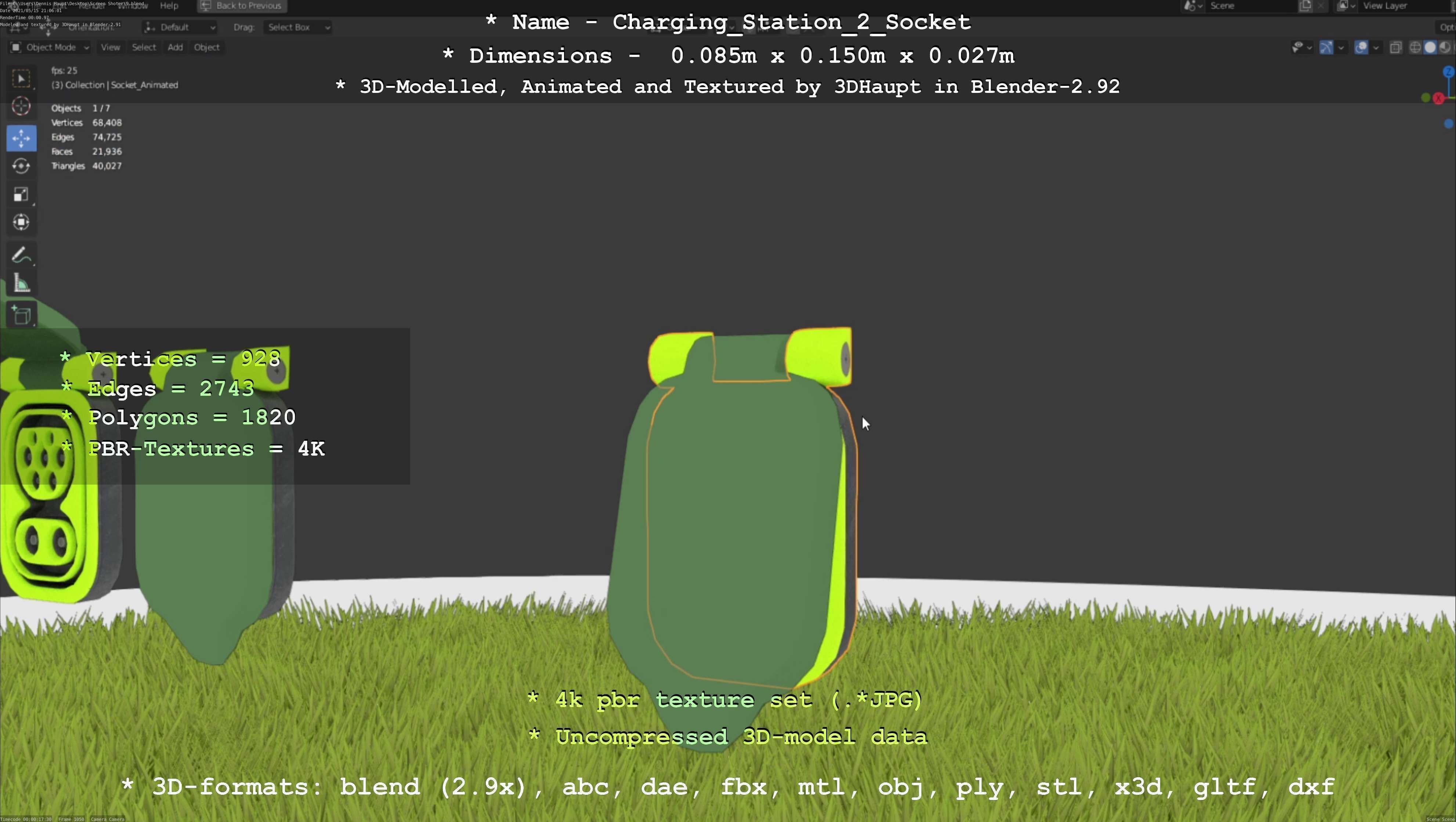 Sockets from Charging Station Version 2 Low-poly 3D model_114