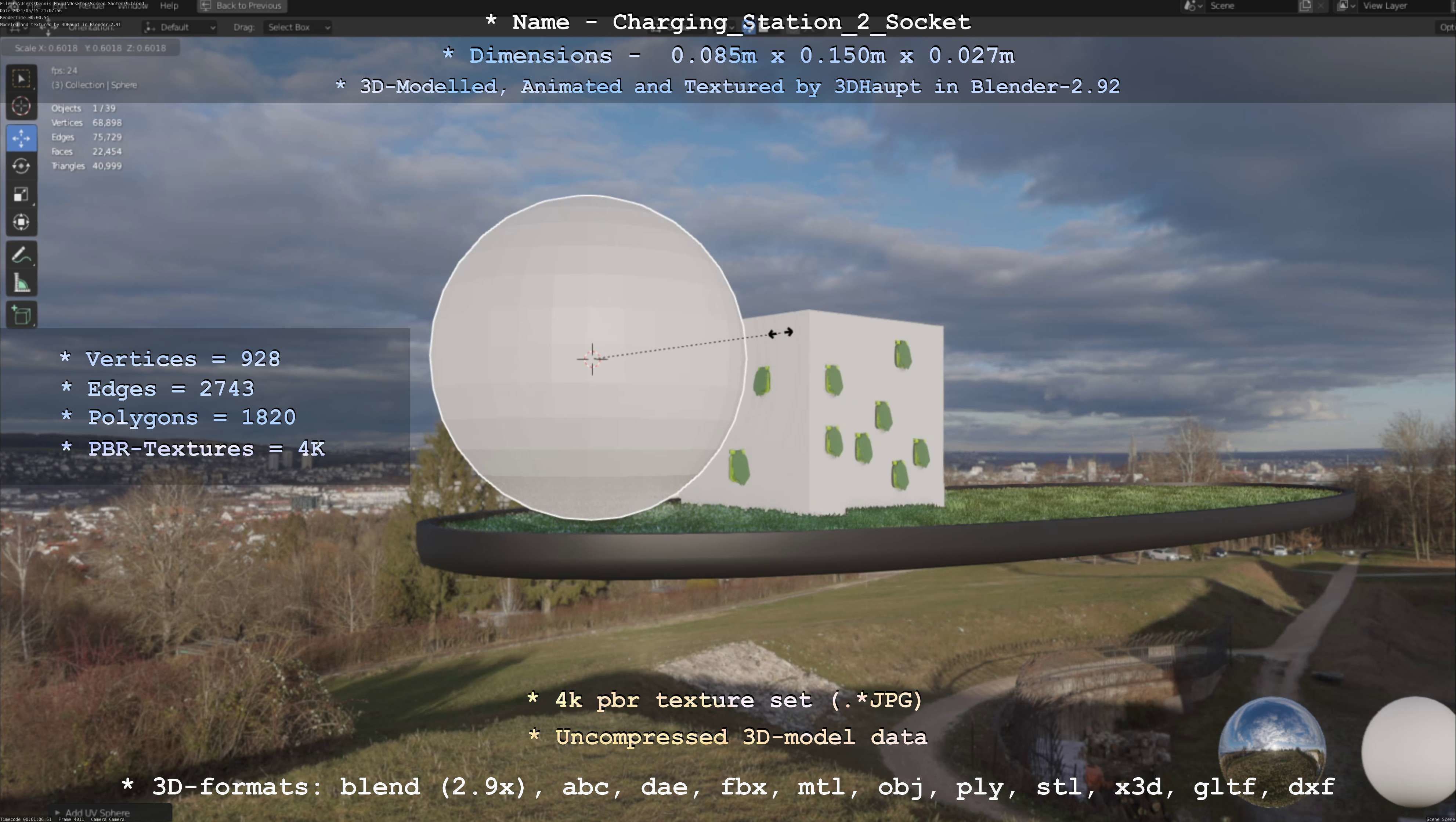 Sockets from Charging Station Version 2 Low-poly 3D model_14