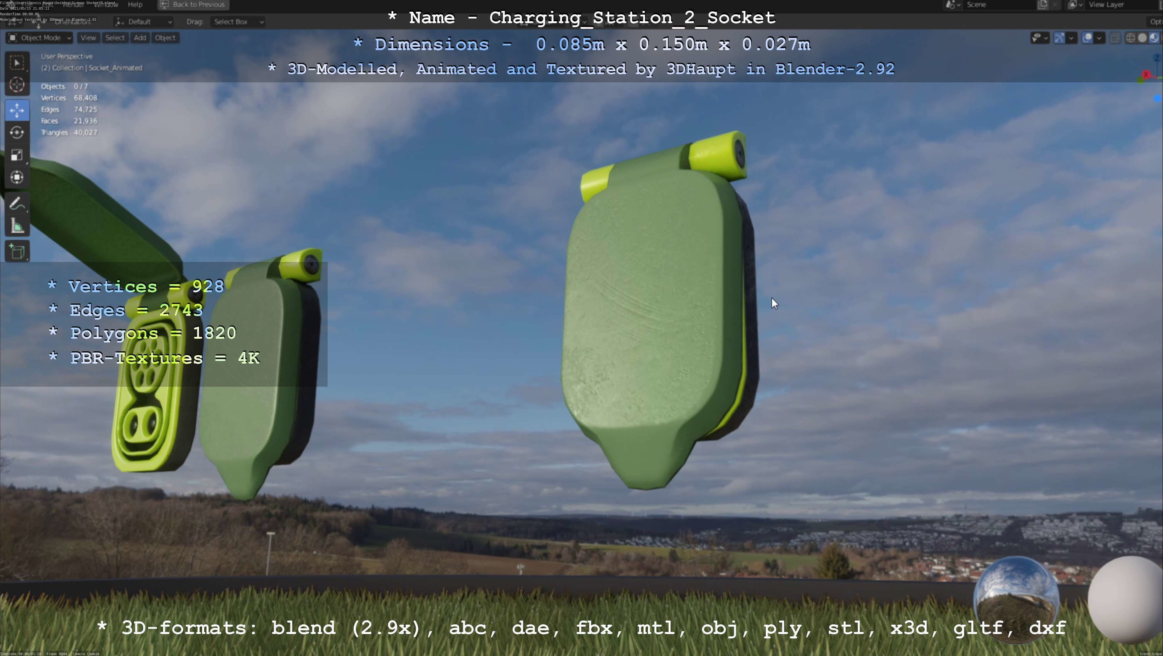 Sockets from Charging Station Version 2 Low-poly 3D model_75