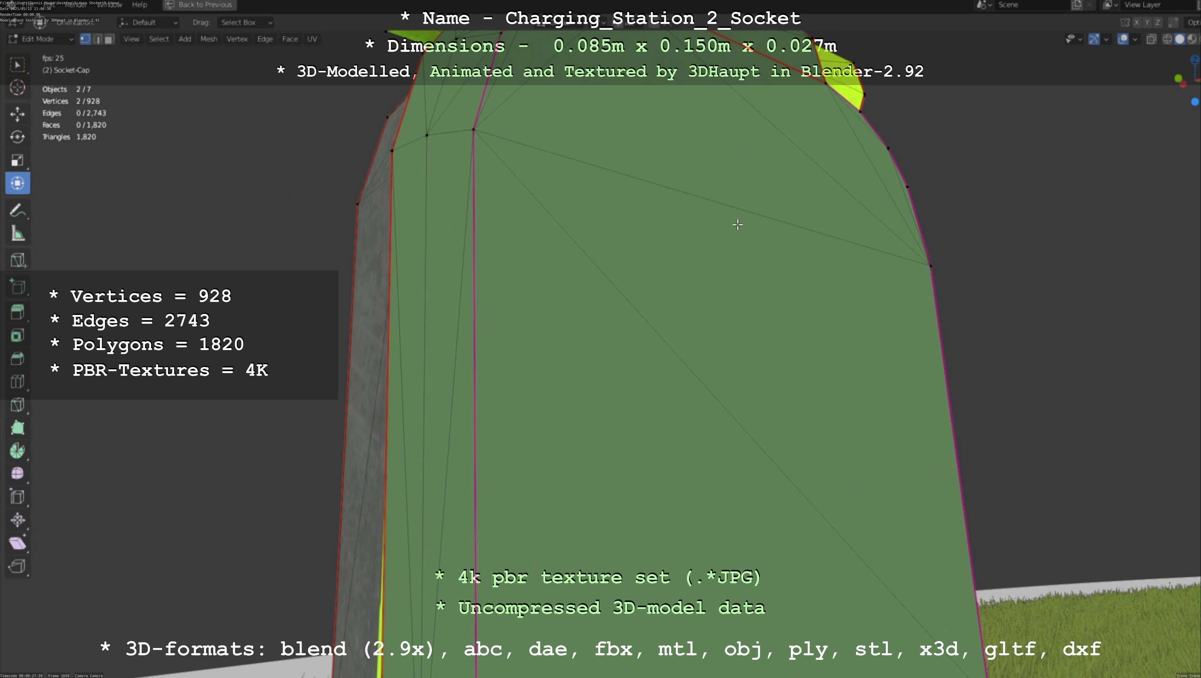 Sockets from Charging Station Version 2 Low-poly 3D model_48