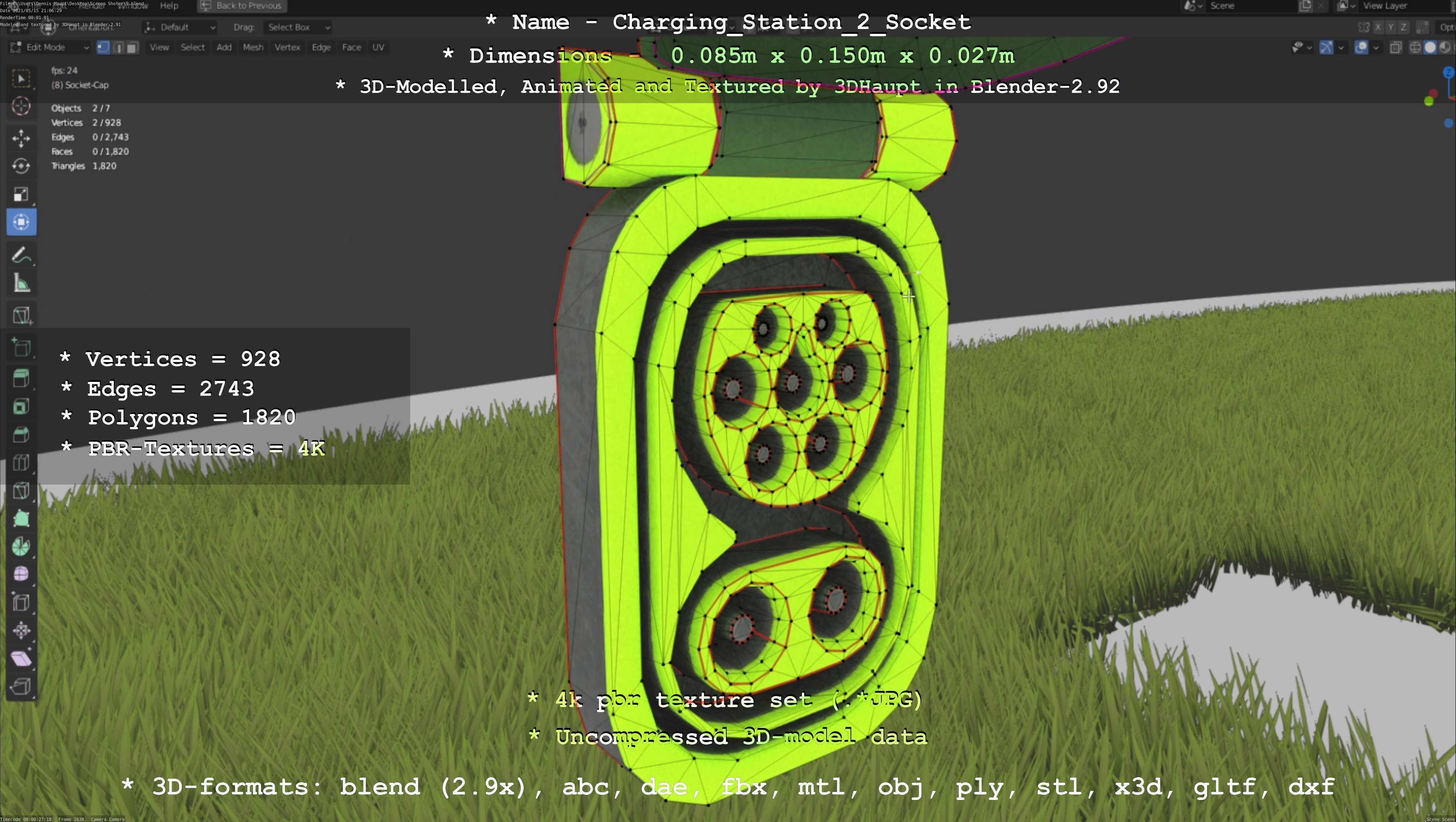 Sockets from Charging Station Version 2 Low-poly 3D model_47