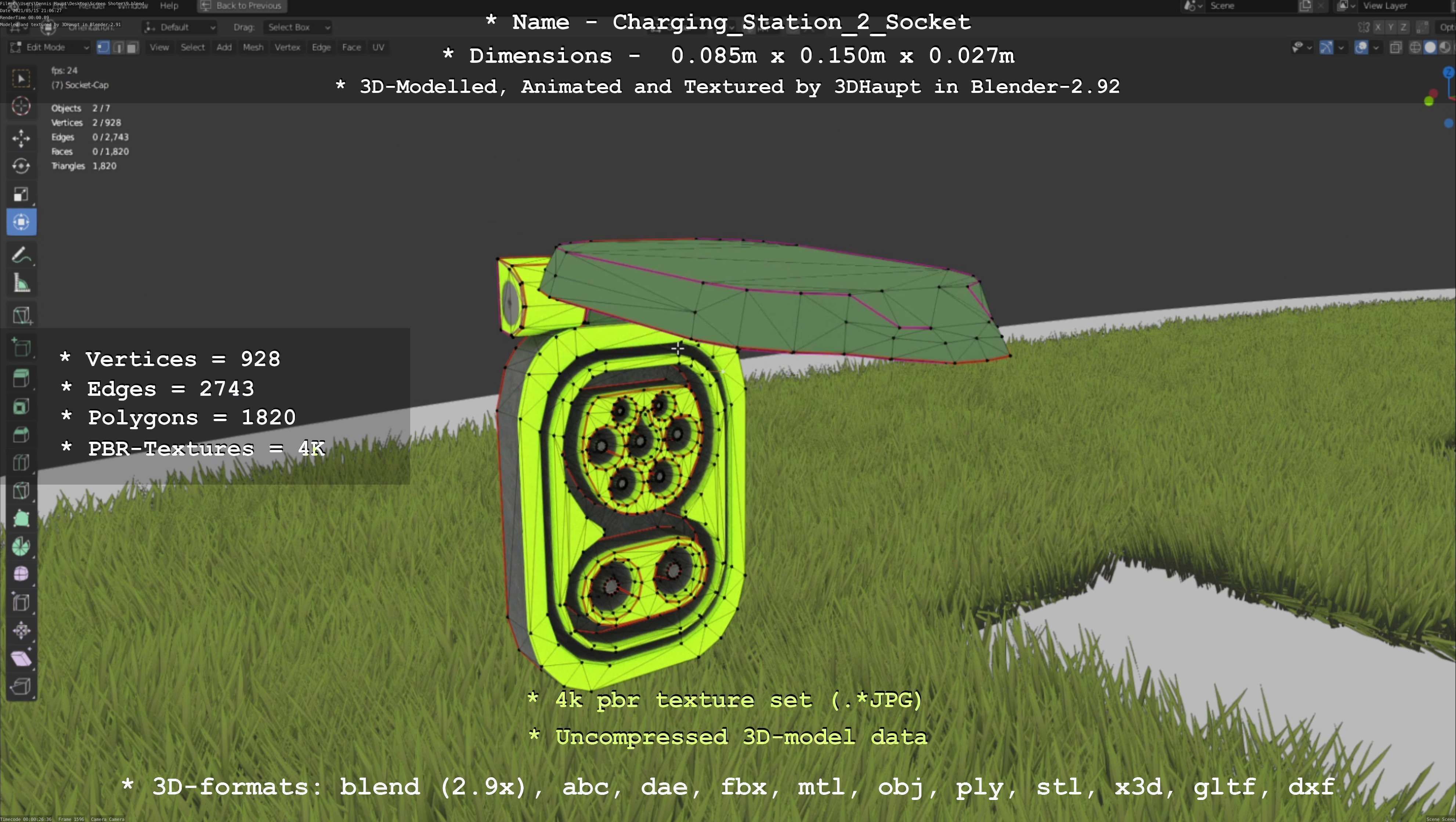 Sockets from Charging Station Version 2 Low-poly 3D model_45