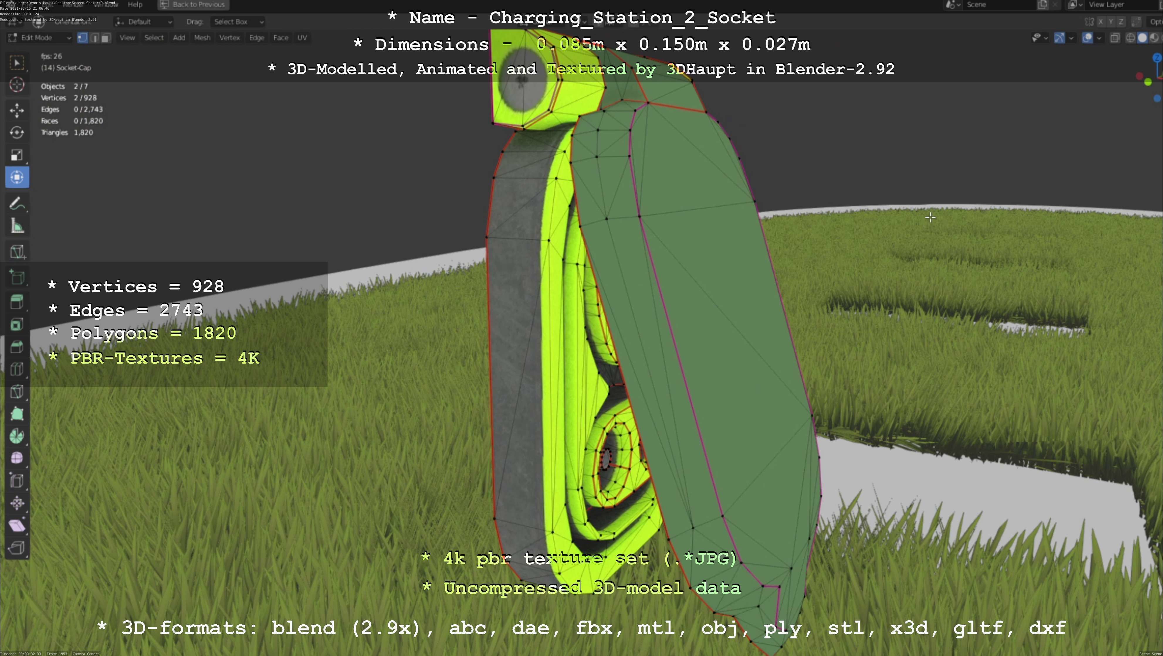 Sockets from Charging Station Version 2 Low-poly 3D model_60