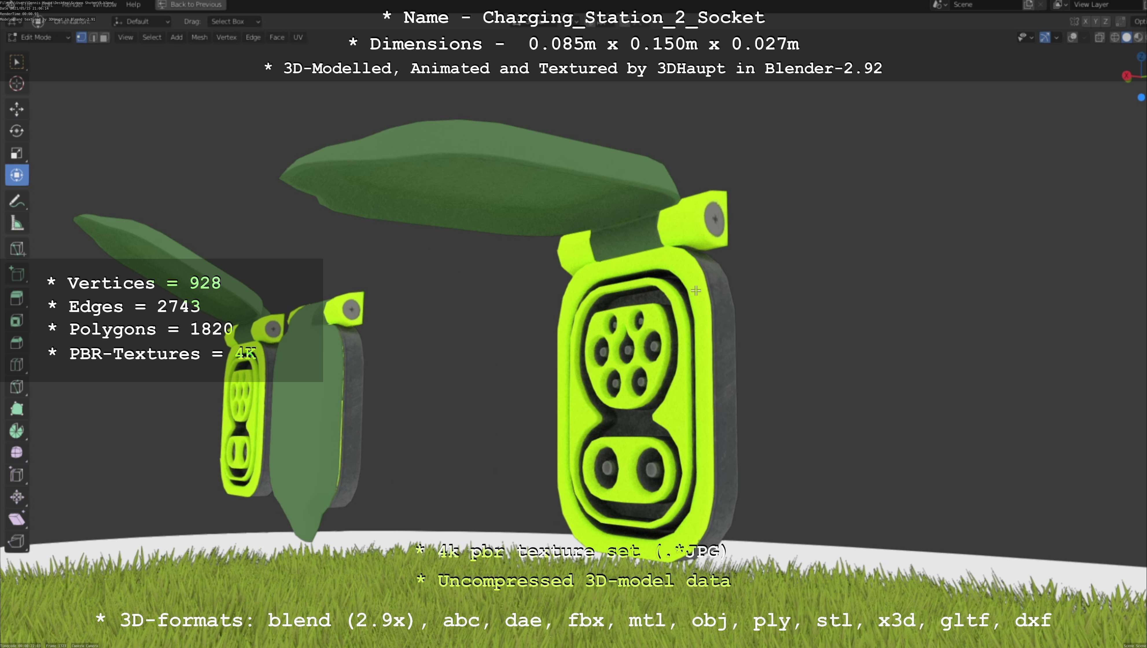 Sockets from Charging Station Version 2 Low-poly 3D model_61