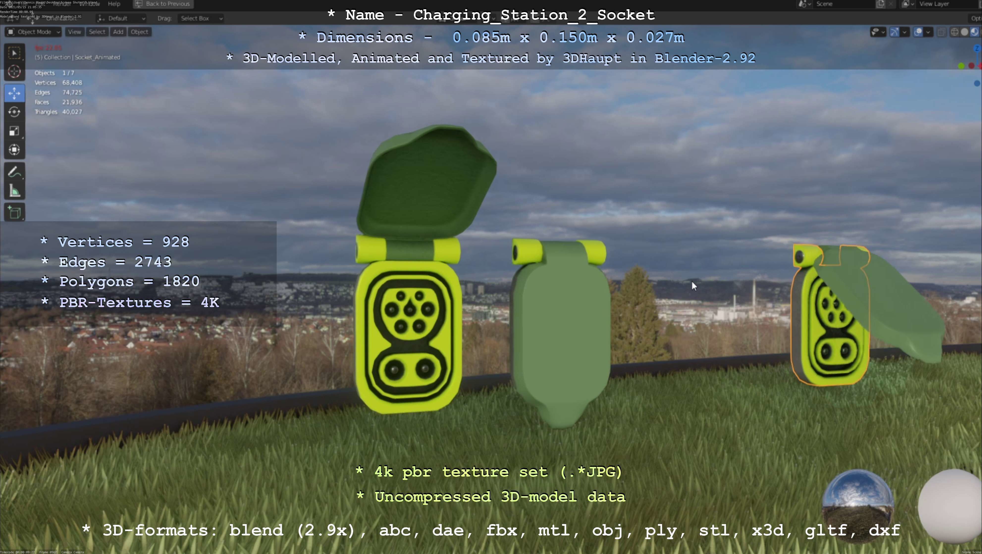 Sockets from Charging Station Version 2 Low-poly 3D model_91