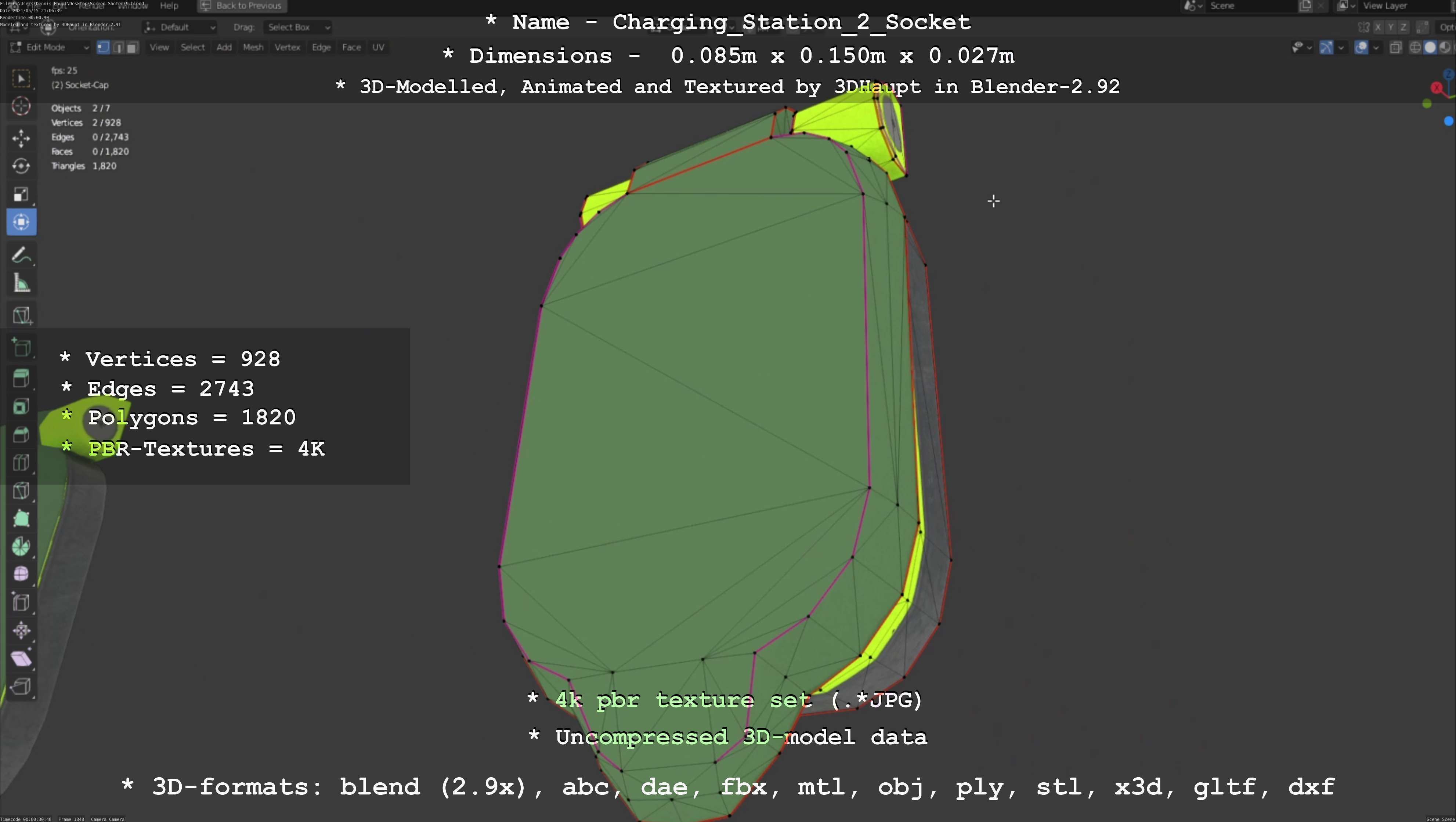Sockets from Charging Station Version 2 Low-poly 3D model_56