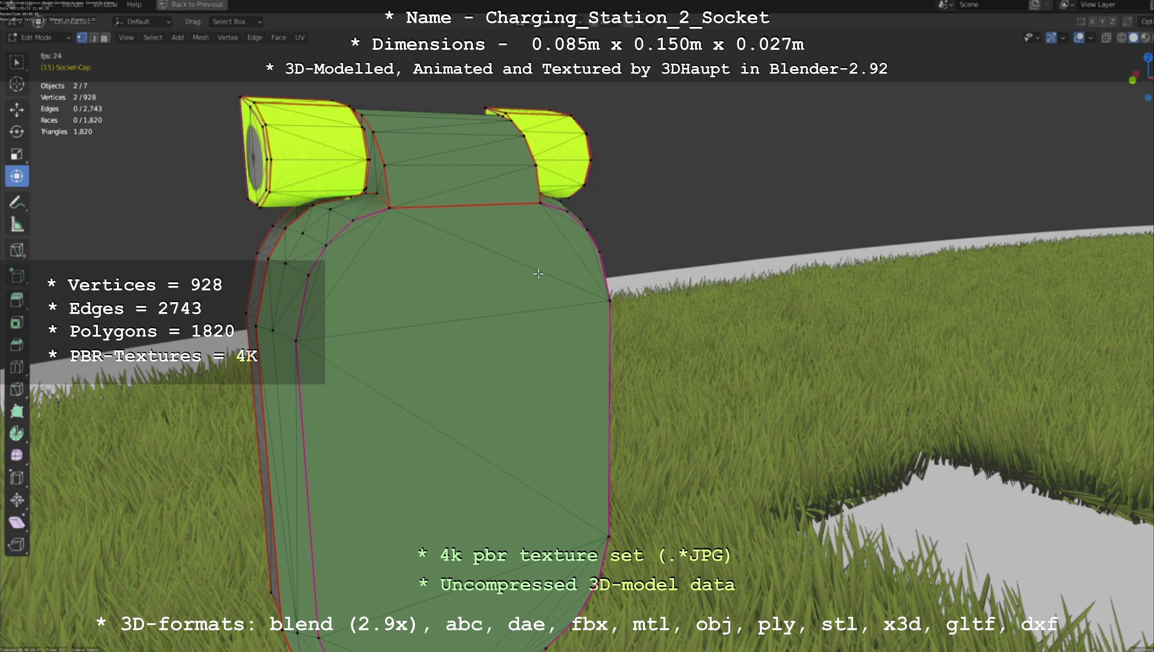 Sockets from Charging Station Version 2 Low-poly 3D model_46