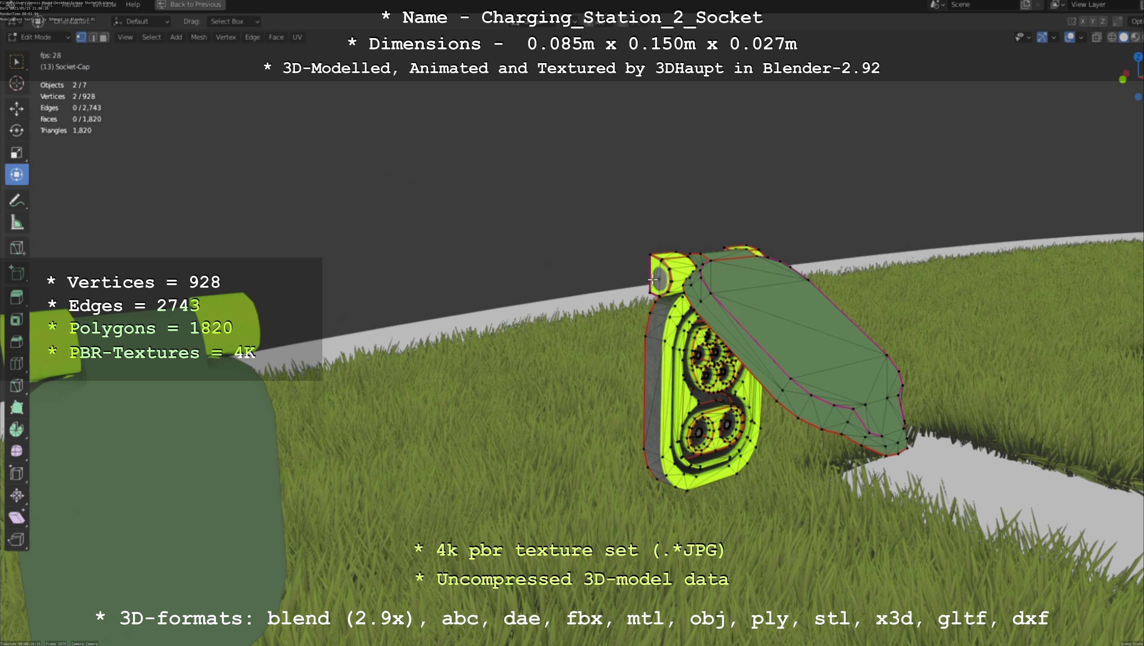 Sockets from Charging Station Version 2 Low-poly 3D model_44