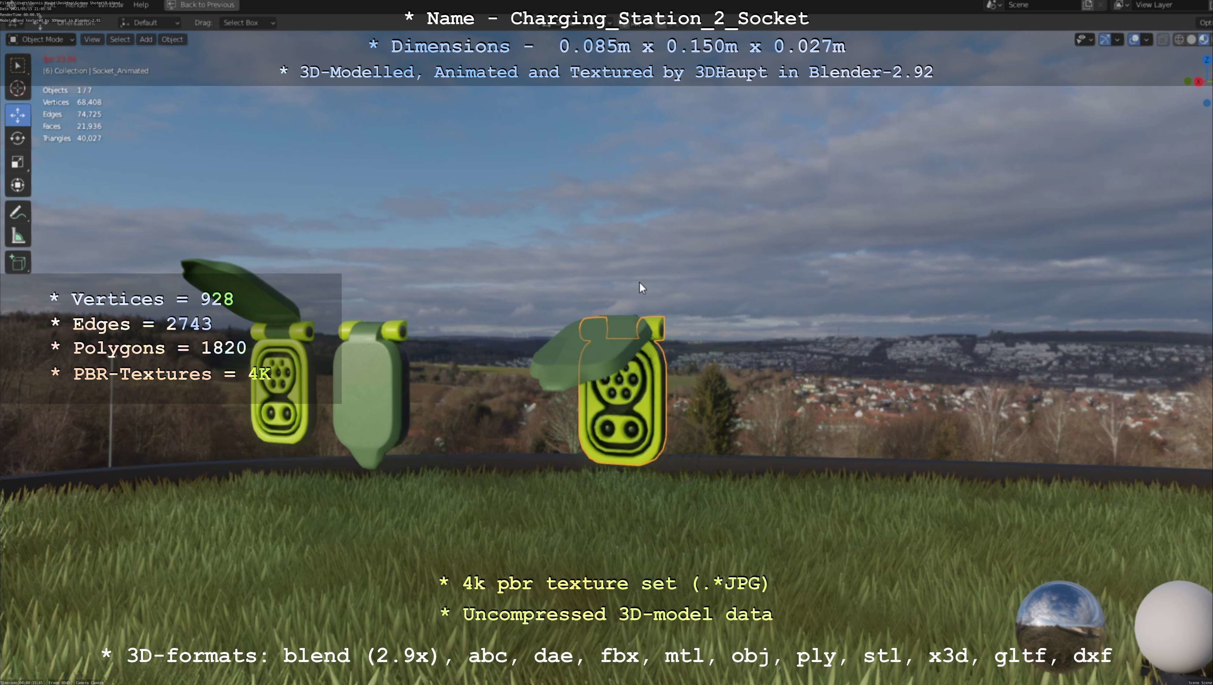 Sockets from Charging Station Version 2 Low-poly 3D model_109