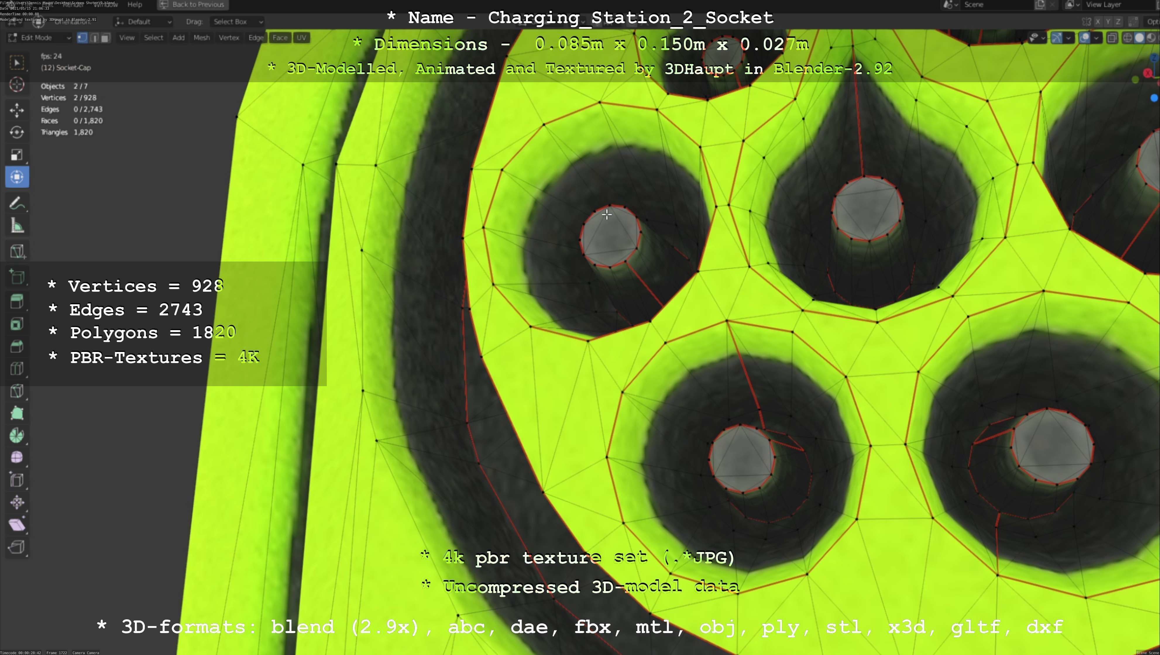 Sockets from Charging Station Version 2 Low-poly 3D model_52