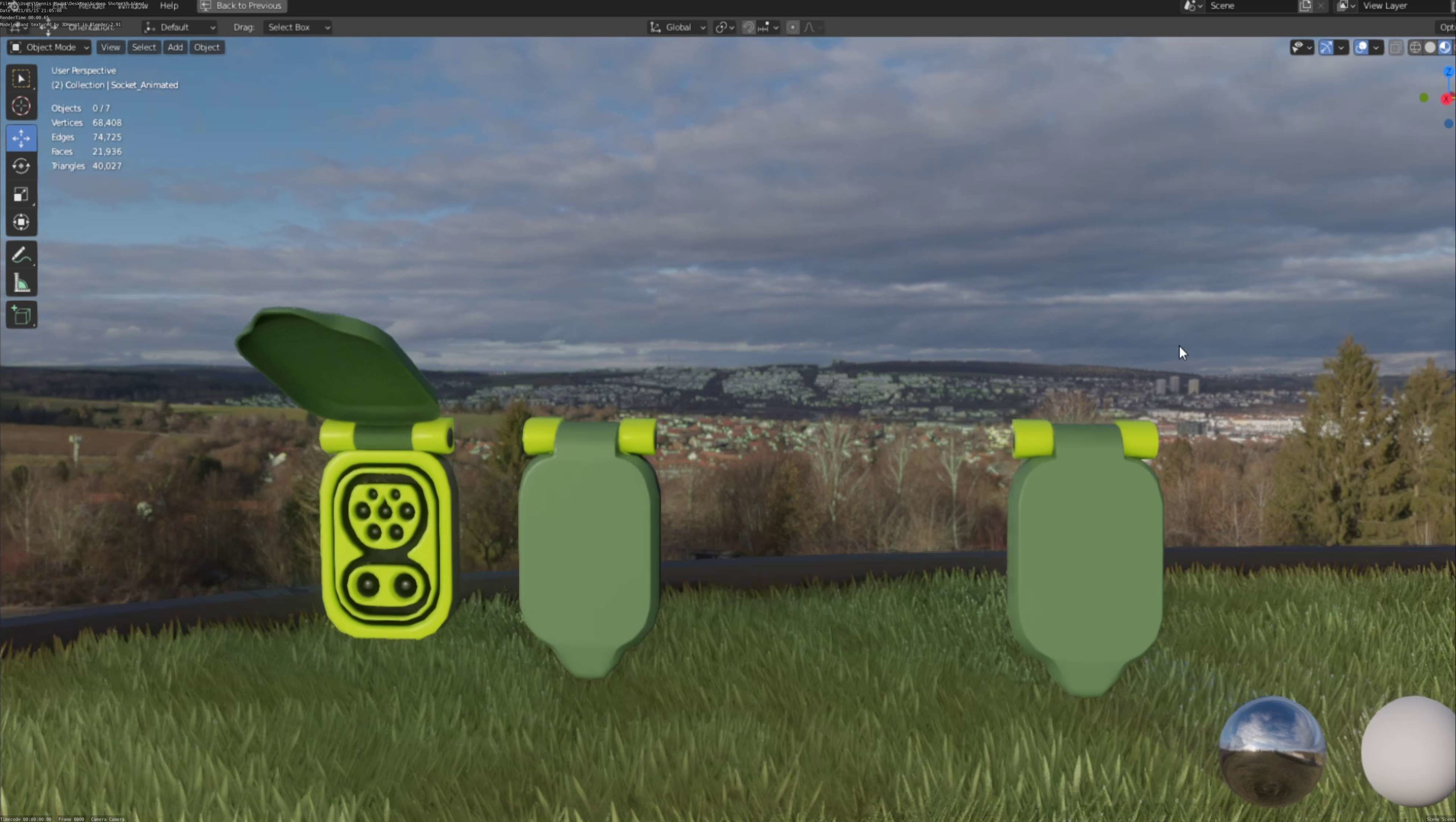 Sockets from Charging Station Version 2 Low-poly 3D model_26