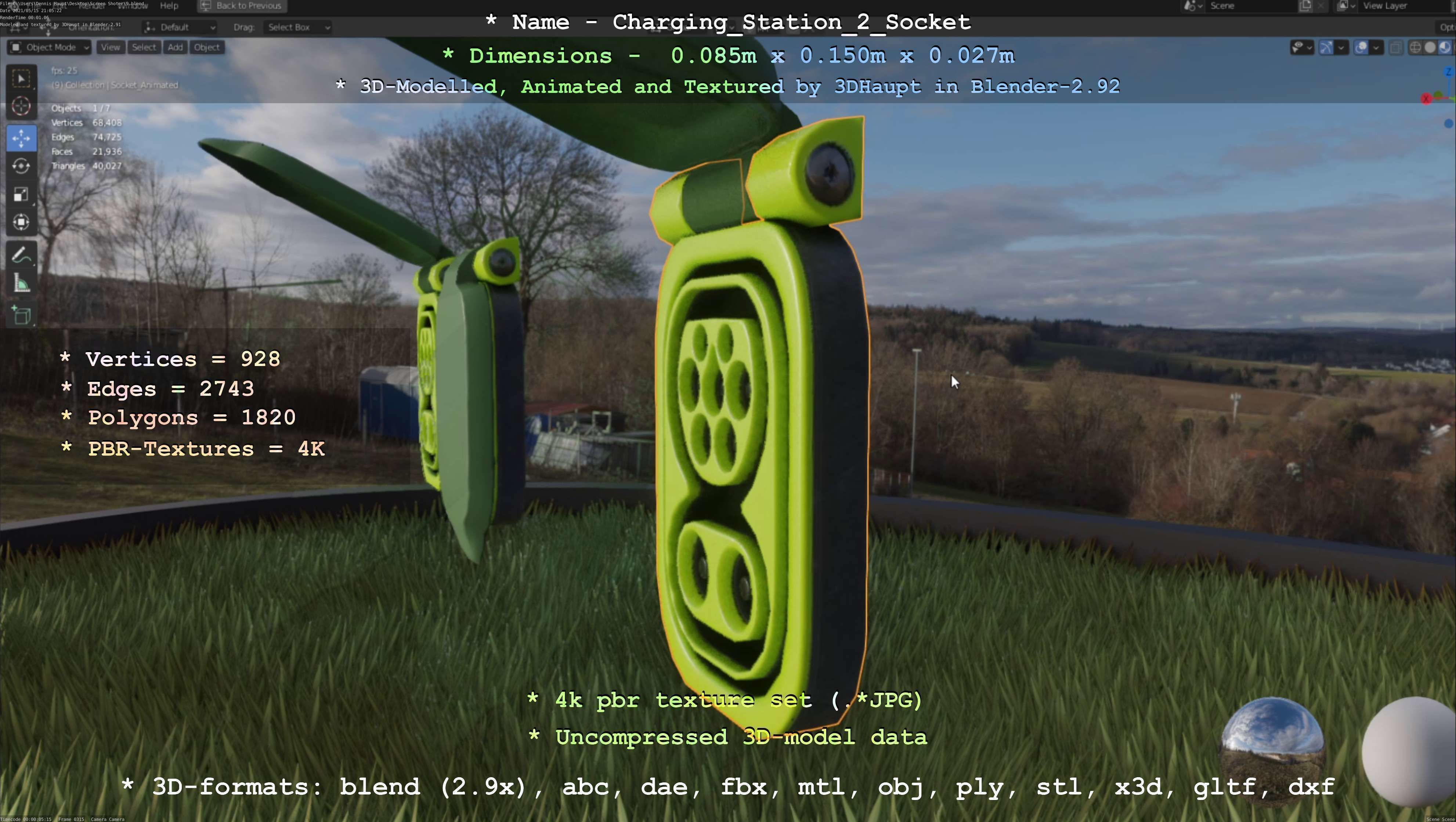 Sockets from Charging Station Version 2 Low-poly 3D model_82