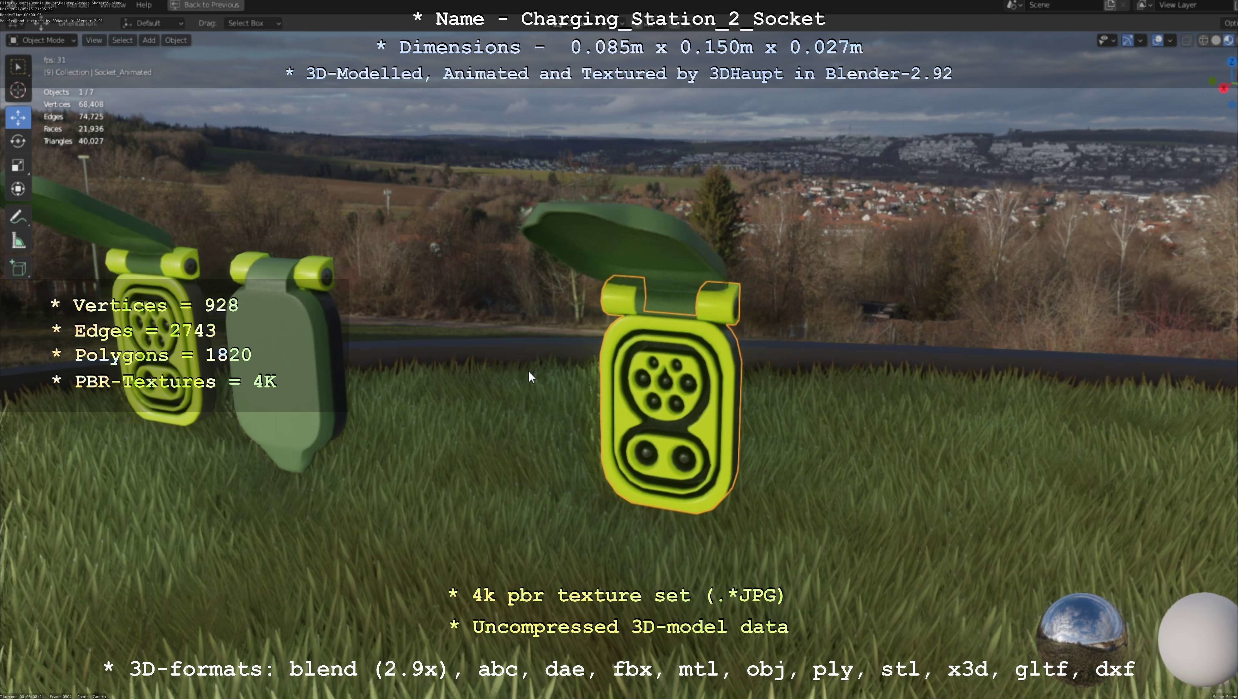 Sockets from Charging Station Version 2 Low-poly 3D model_89