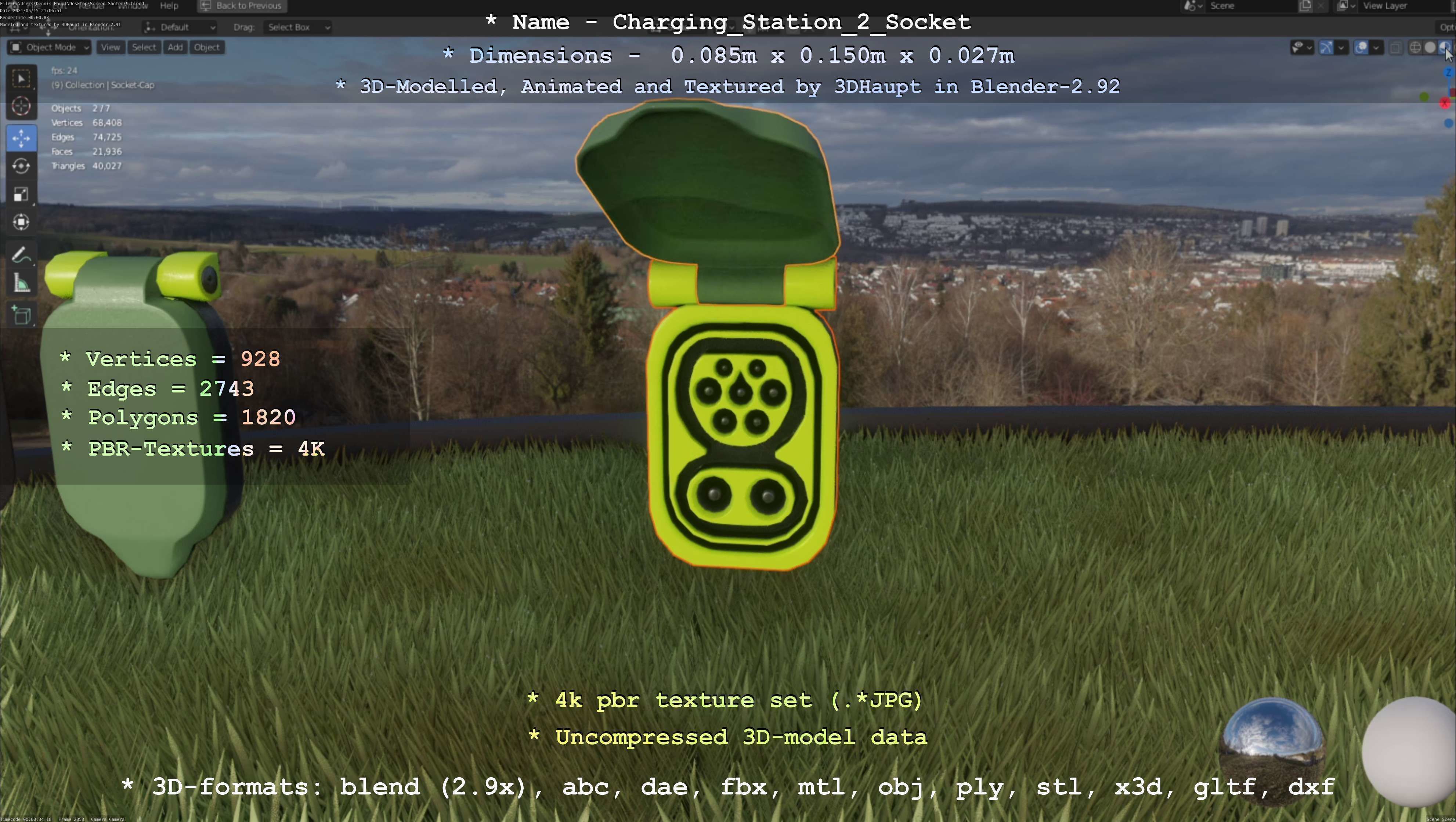 Sockets from Charging Station Version 2 Low-poly 3D model_66