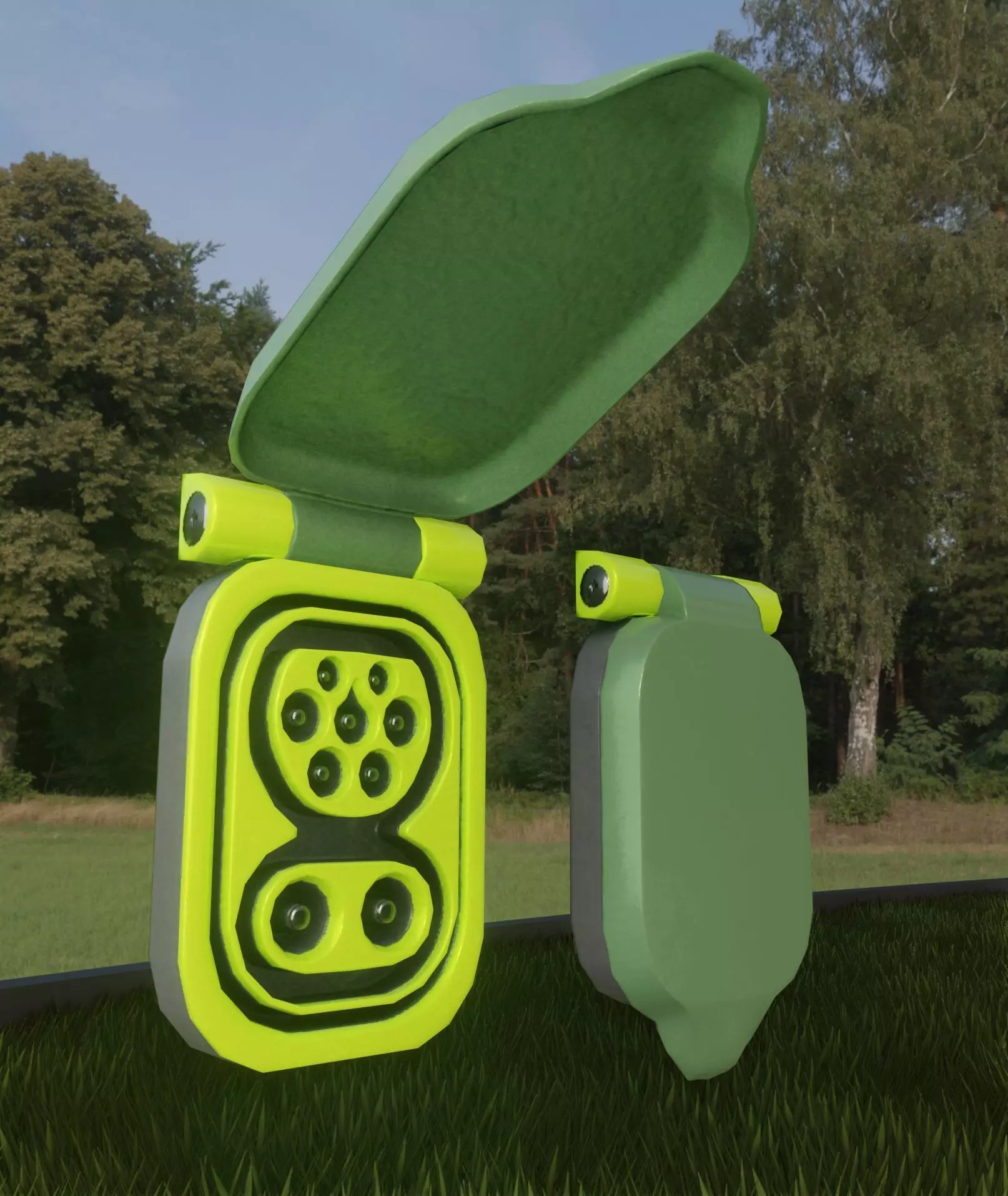 Sockets from Charging Station Version 2 Low-poly 3D model_0