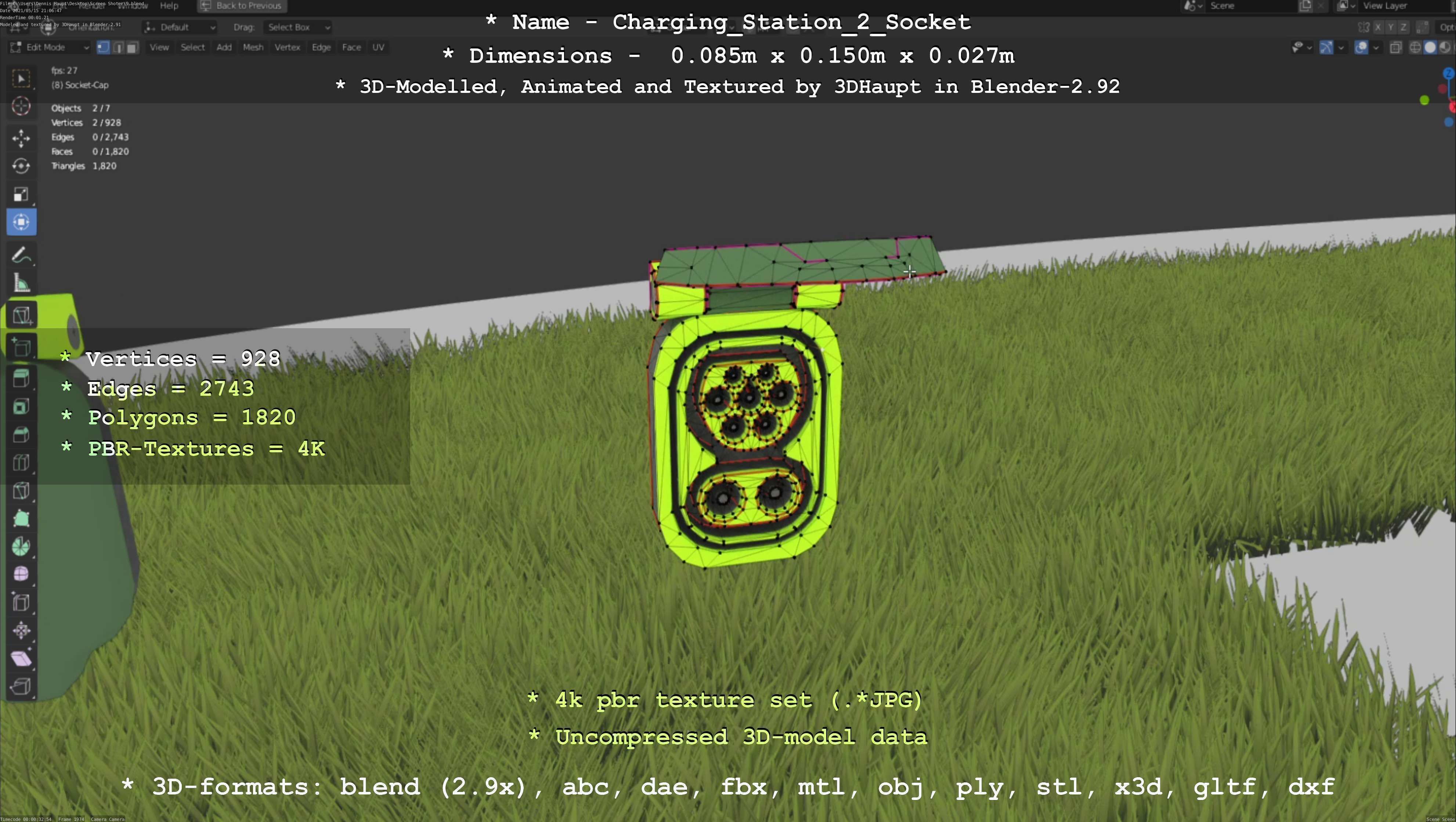 Sockets from Charging Station Version 2 Low-poly 3D model_62