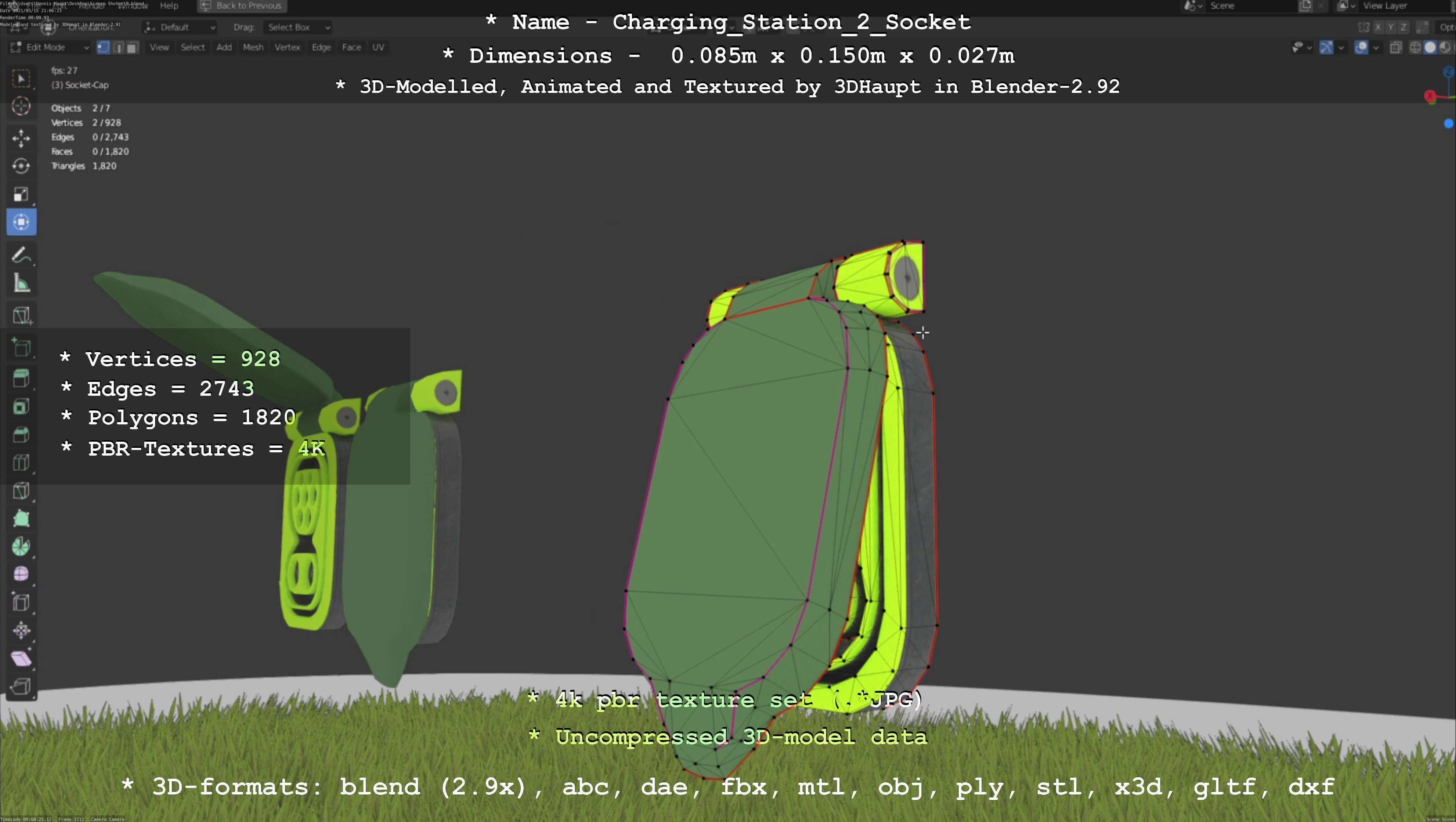 Sockets from Charging Station Version 2 Low-poly 3D model_41