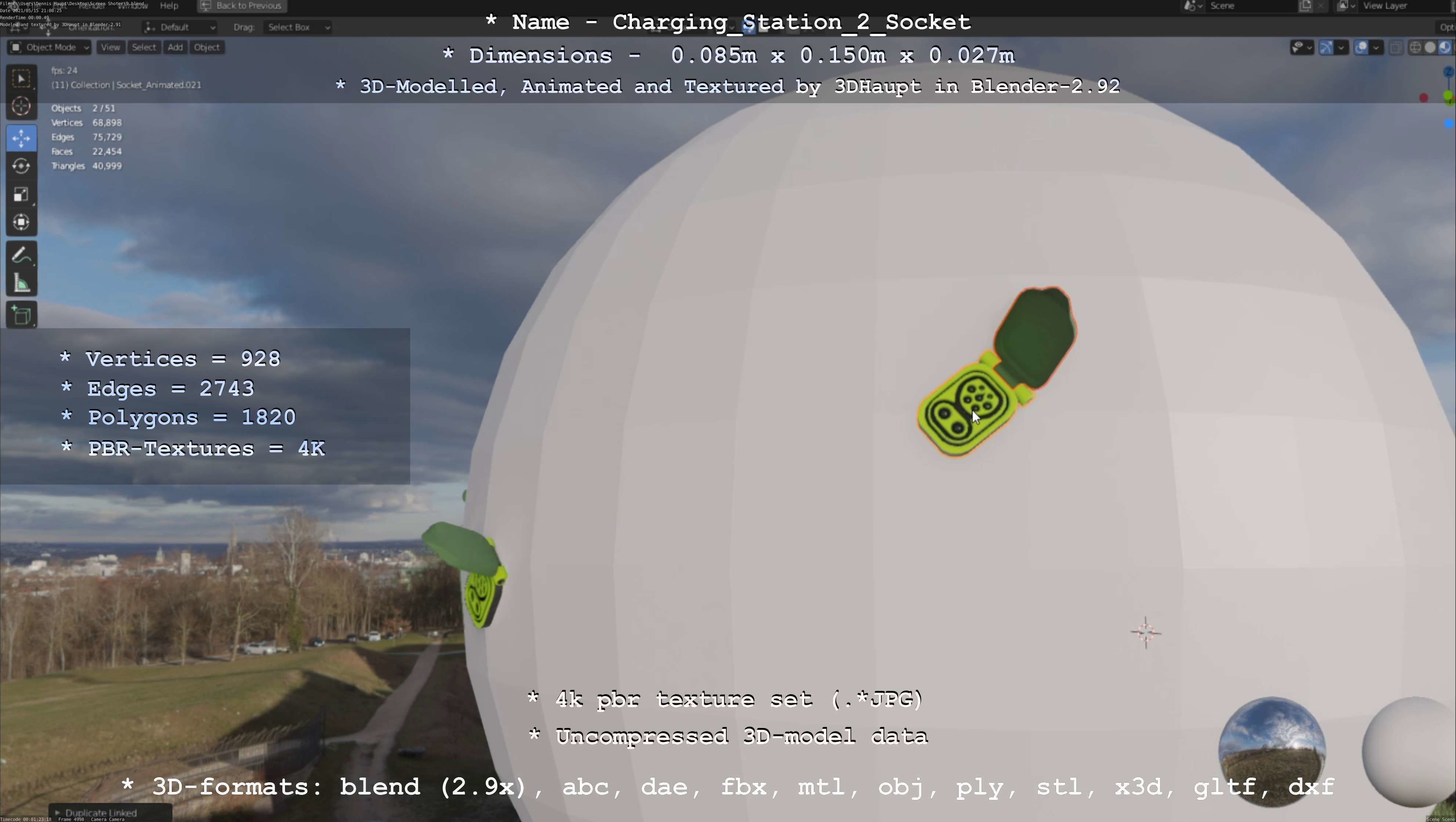 Sockets from Charging Station Version 2 Low-poly 3D model_18