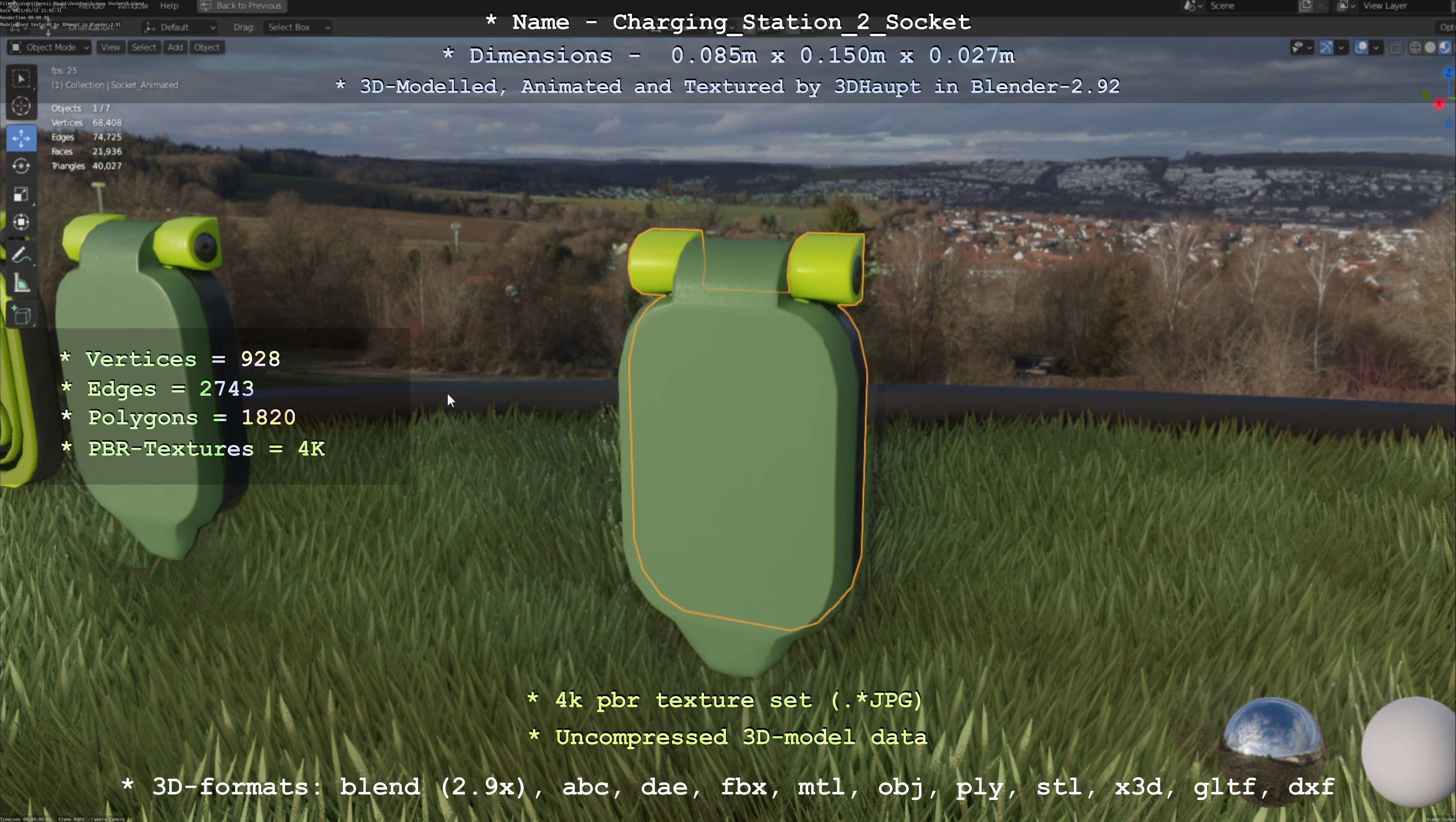 Sockets from Charging Station Version 2 Low-poly 3D model_27