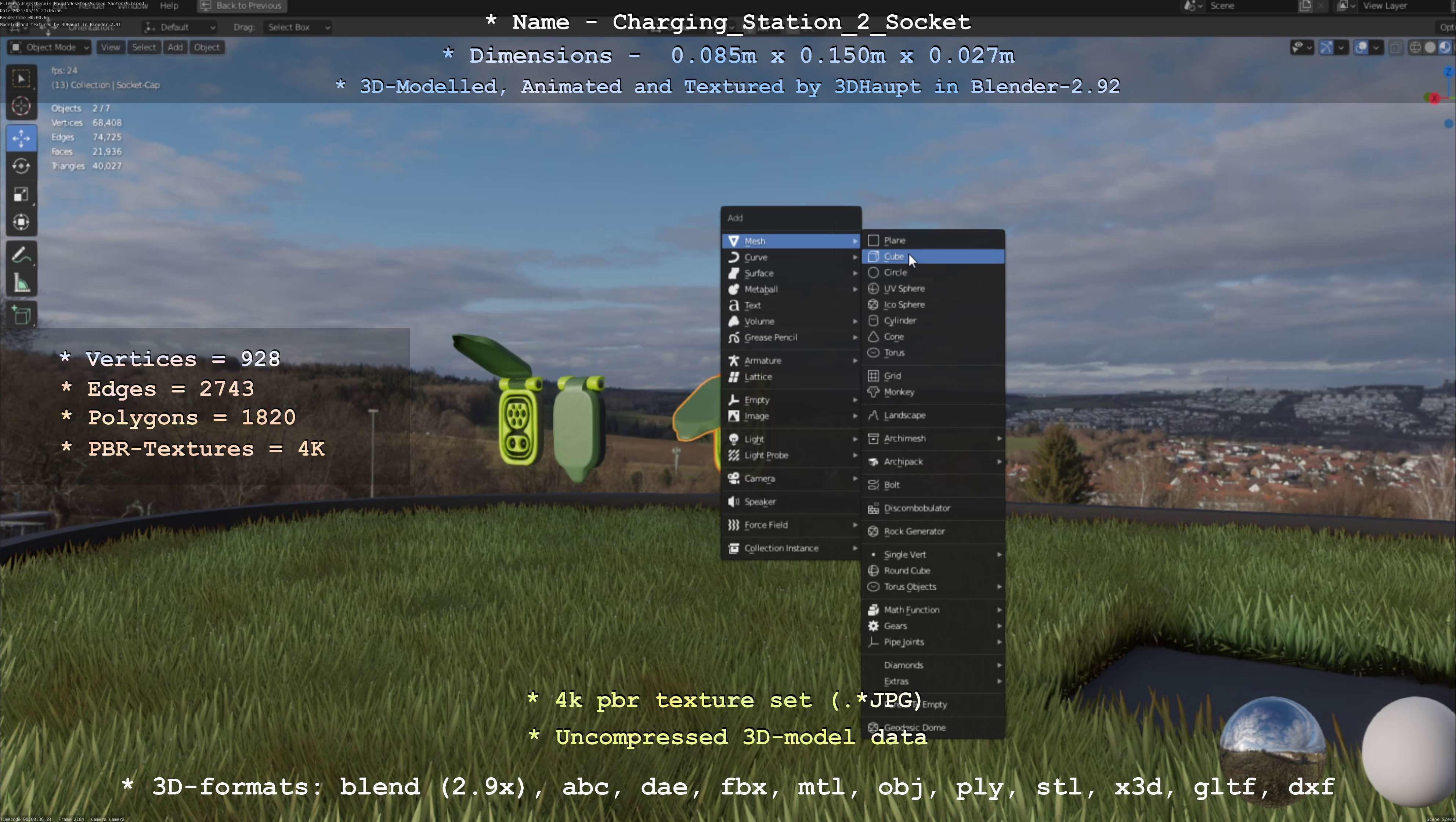 Sockets from Charging Station Version 2 Low-poly 3D model_71