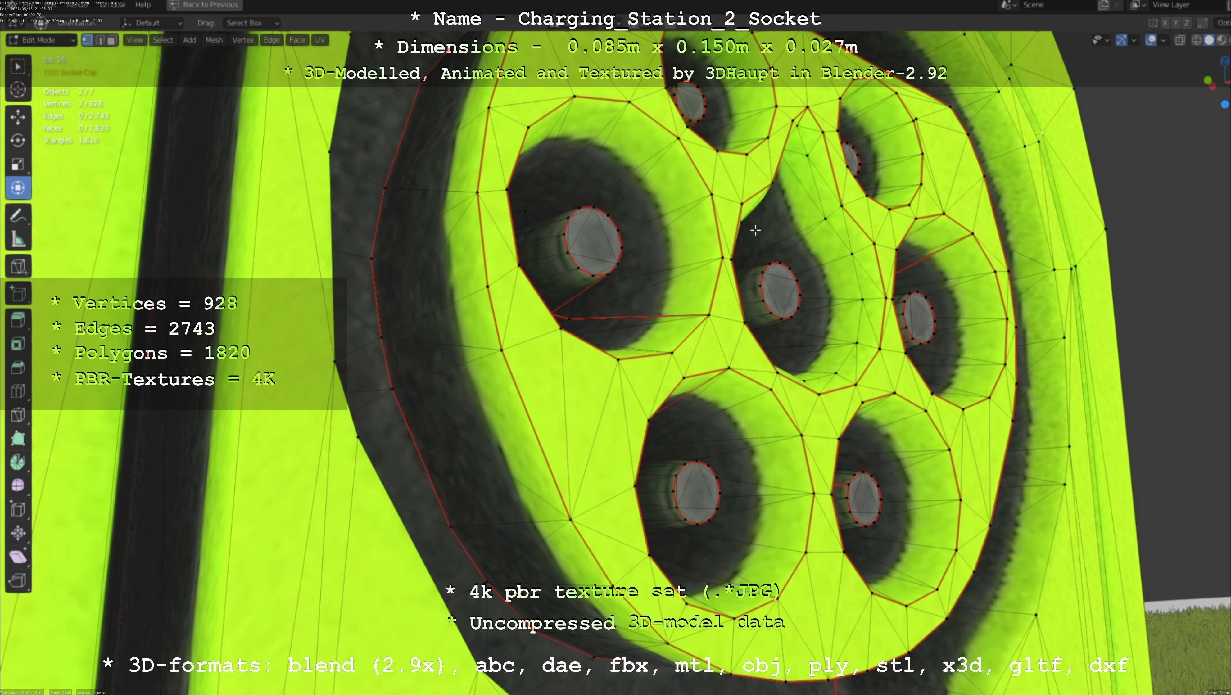 Sockets from Charging Station Version 2 Low-poly 3D model_49
