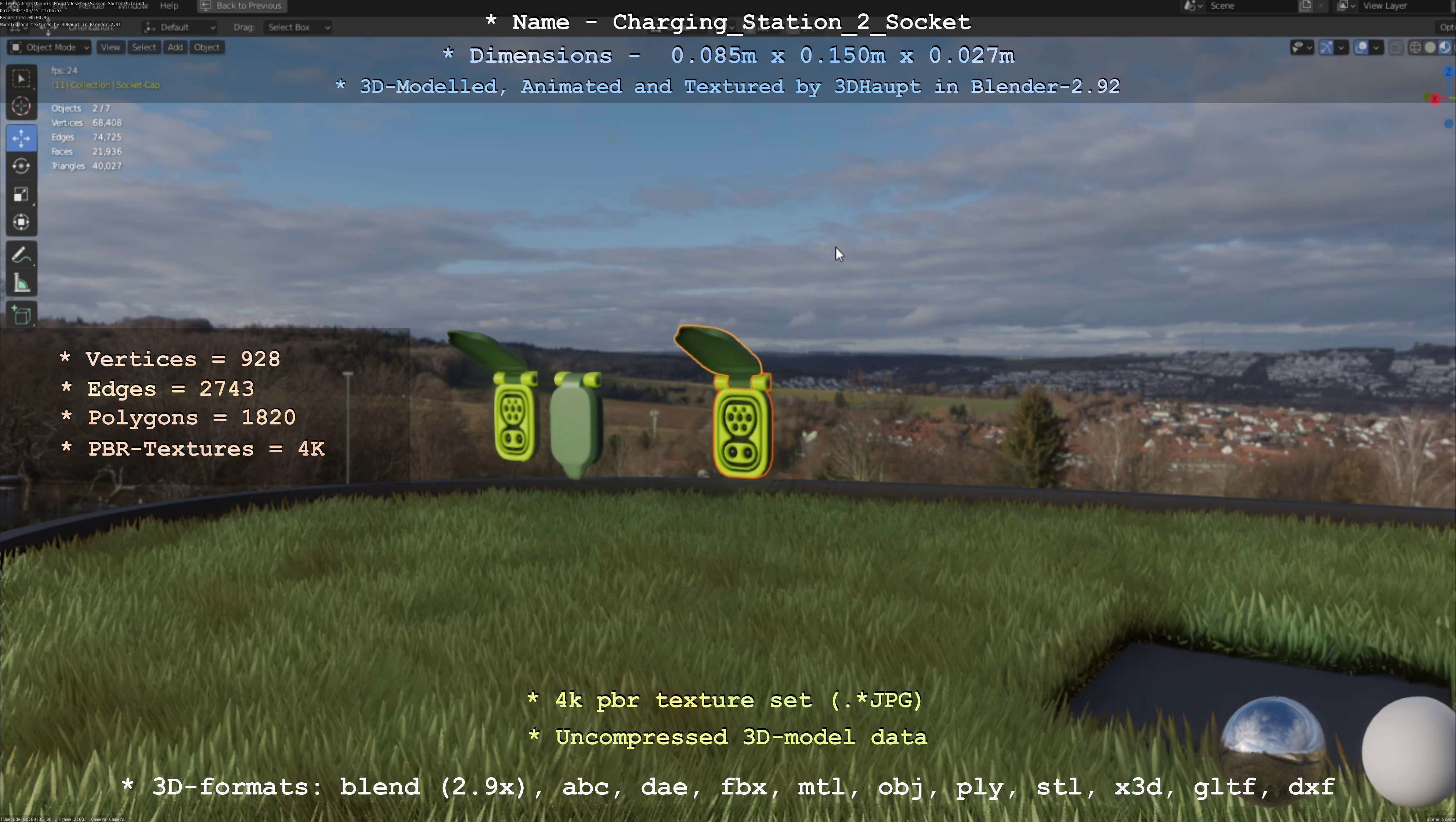 Sockets from Charging Station Version 2 Low-poly 3D model_68