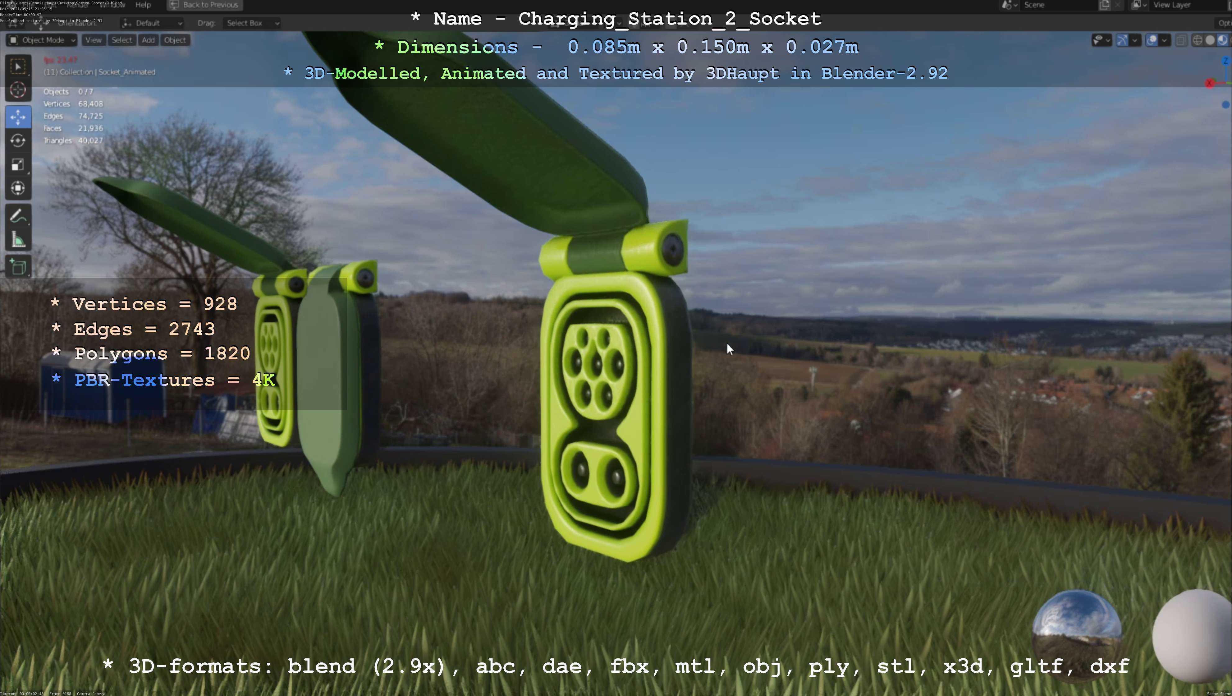 Sockets from Charging Station Version 2 Low-poly 3D model_78