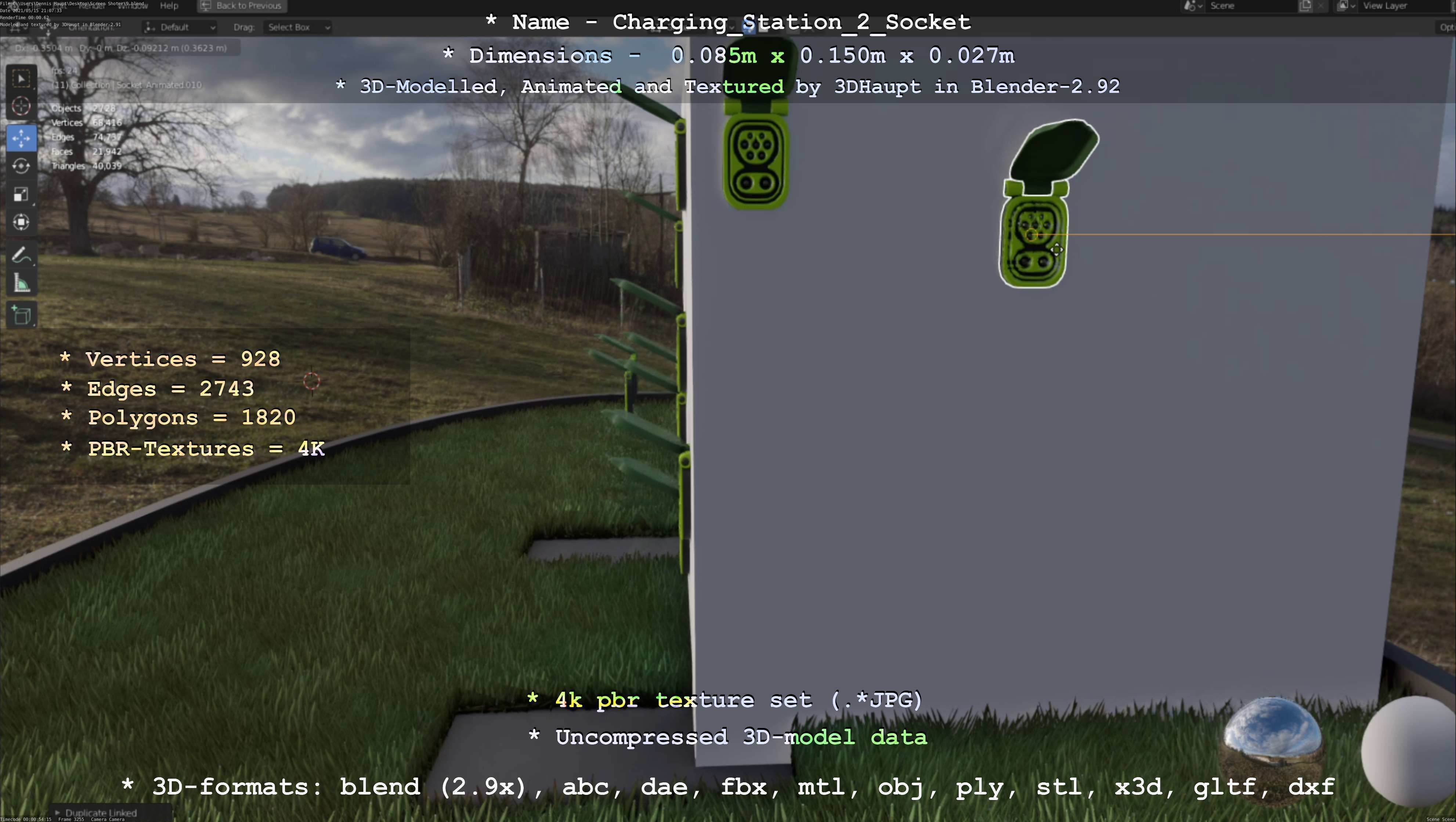 Sockets from Charging Station Version 2 Low-poly 3D model_10