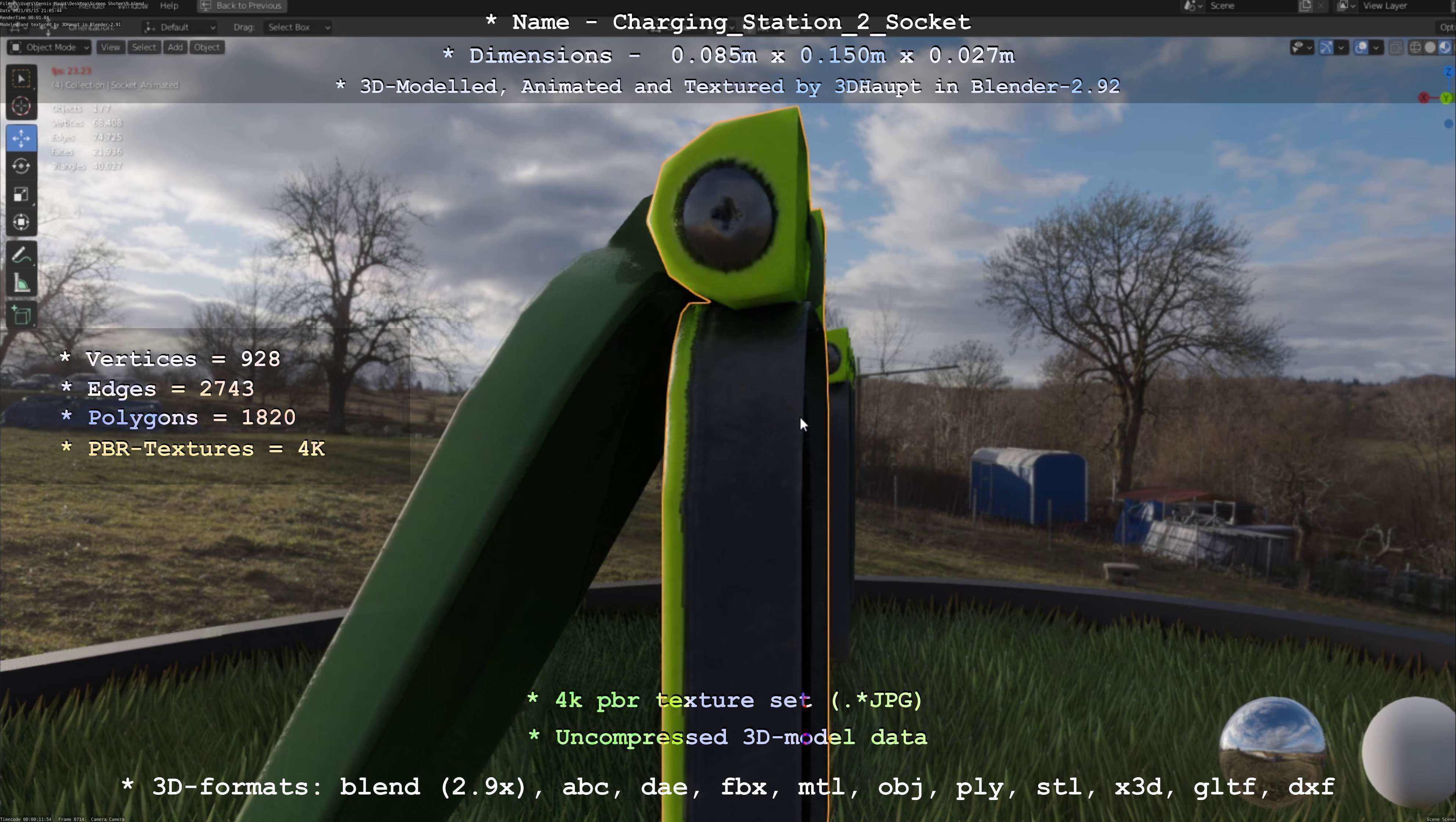 Sockets from Charging Station Version 2 Low-poly 3D model_98