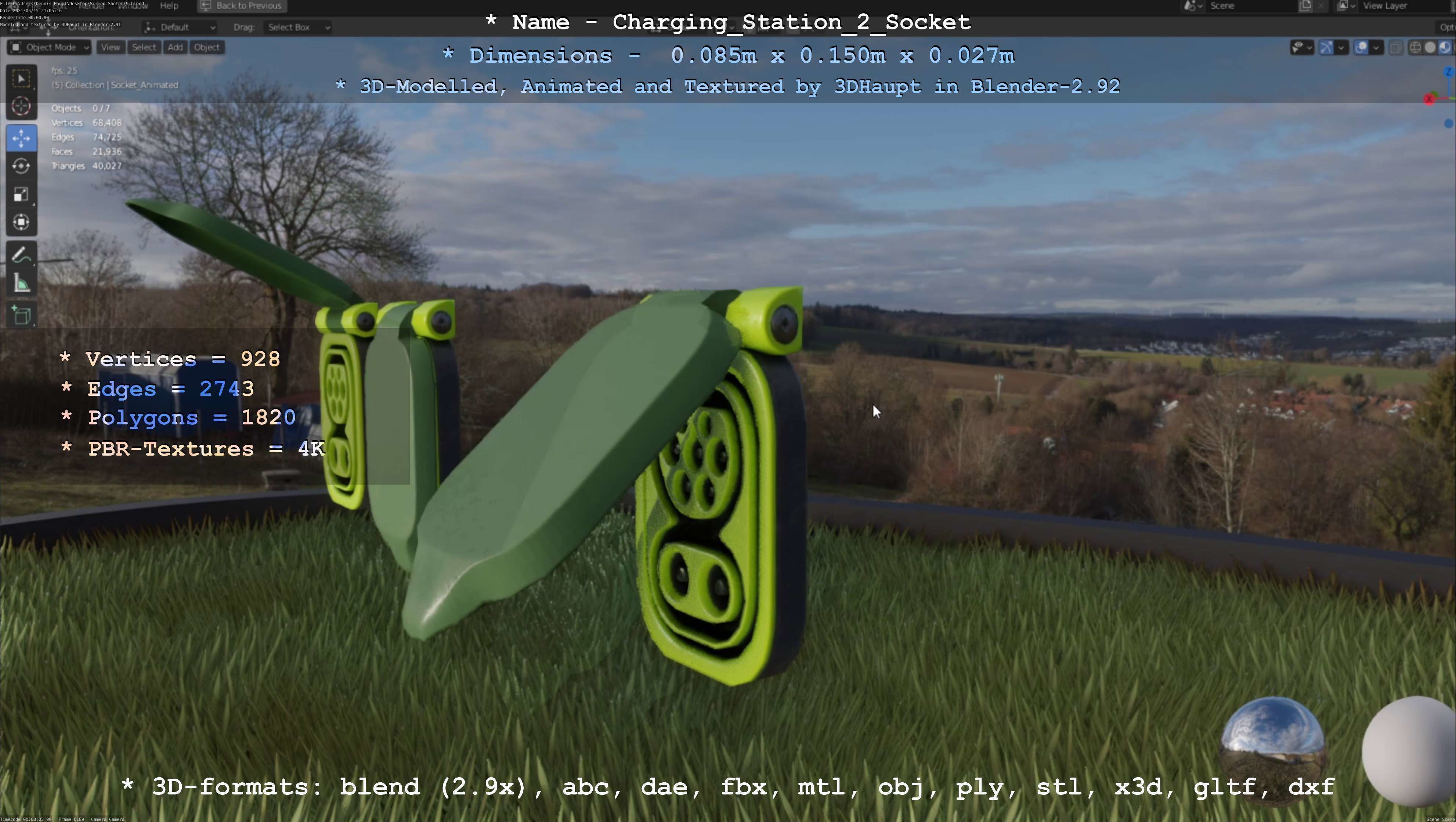 Sockets from Charging Station Version 2 Low-poly 3D model_79