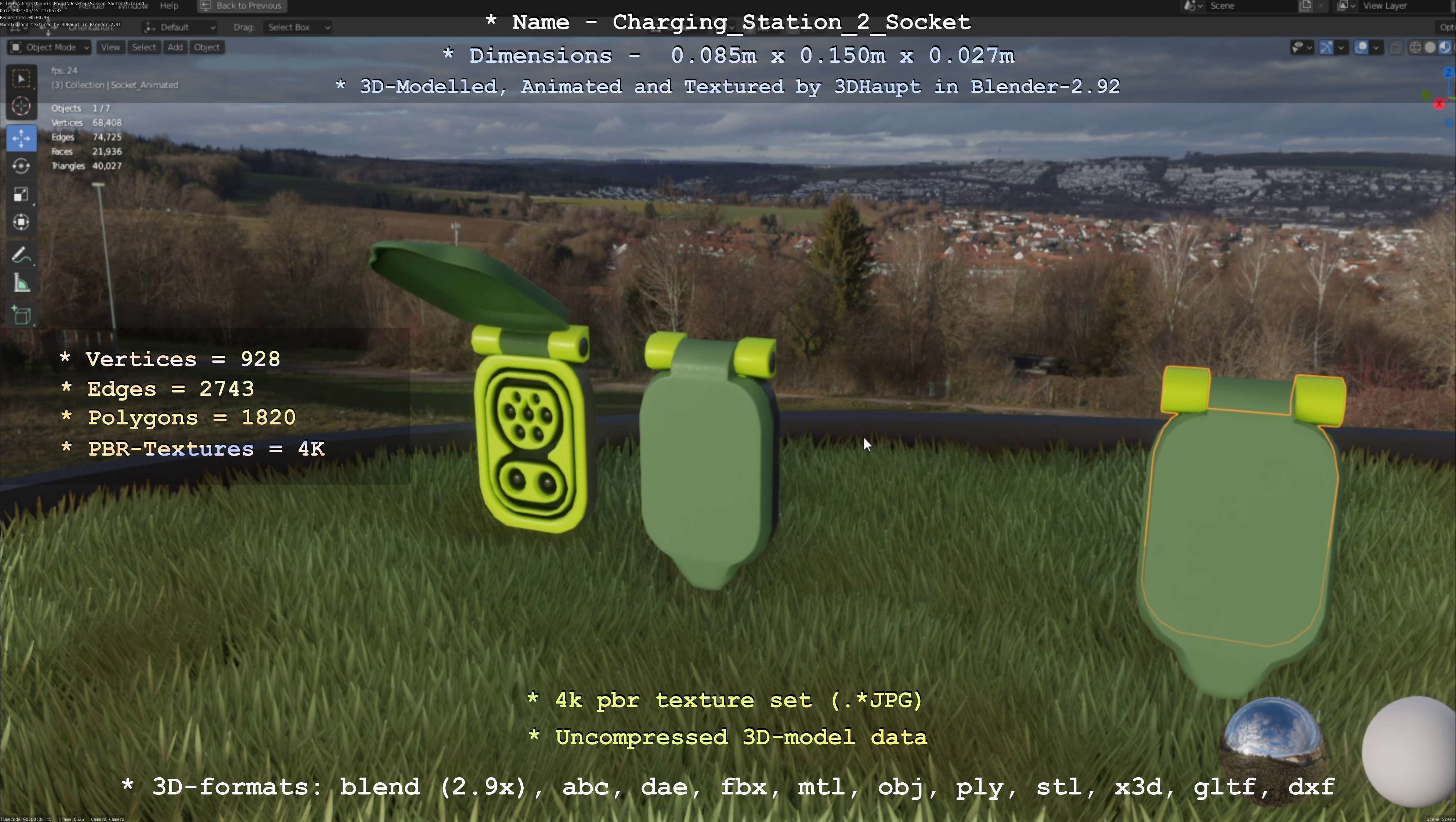 Sockets from Charging Station Version 2 Low-poly 3D model_90