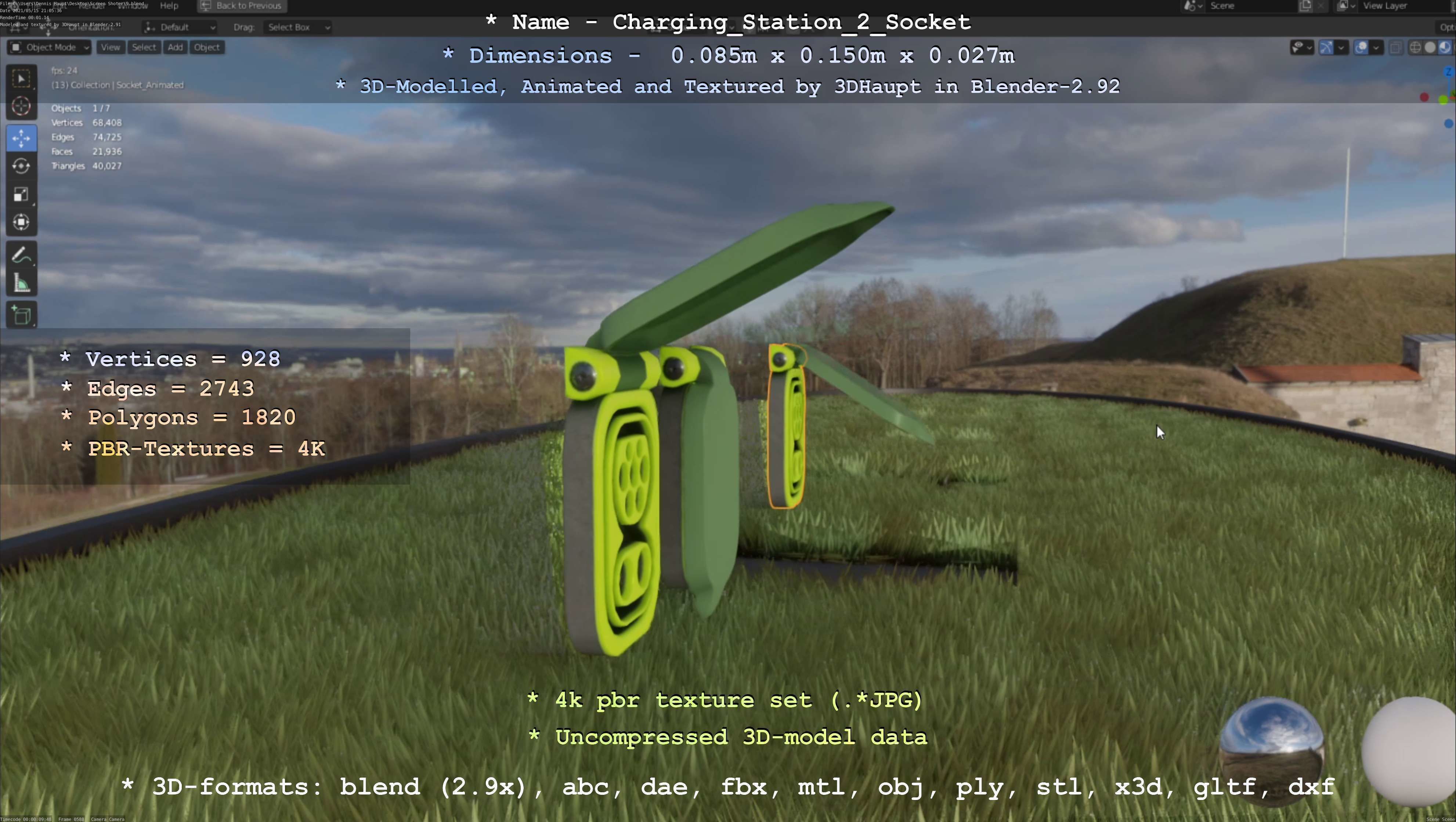 Sockets from Charging Station Version 2 Low-poly 3D model_92