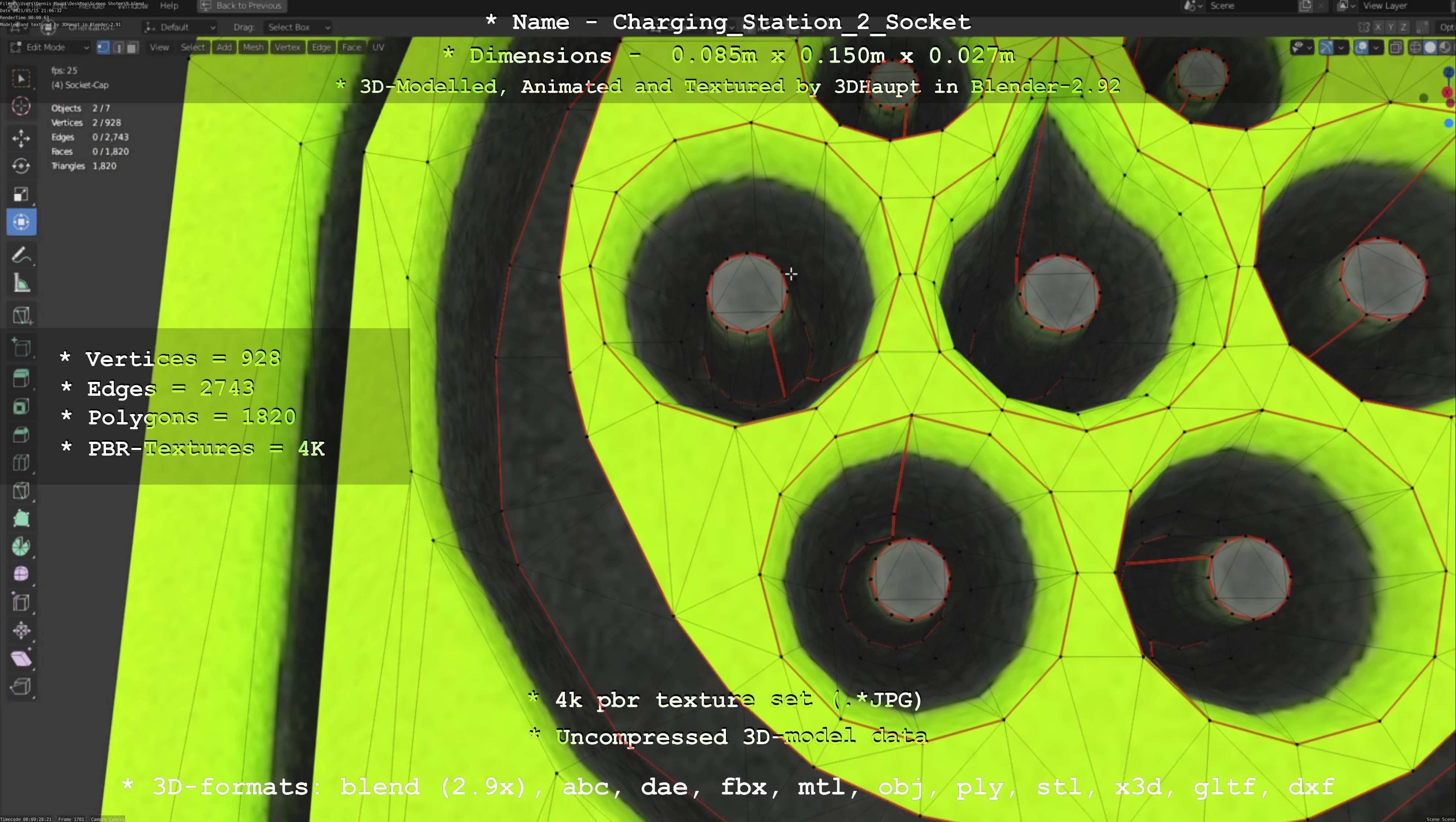 Sockets from Charging Station Version 2 Low-poly 3D model_51