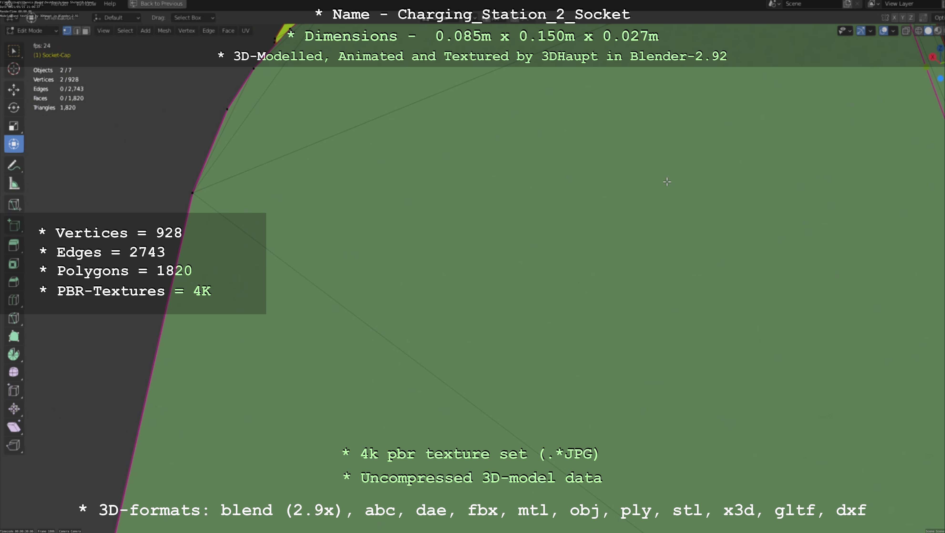 Sockets from Charging Station Version 2 Low-poly 3D model_55
