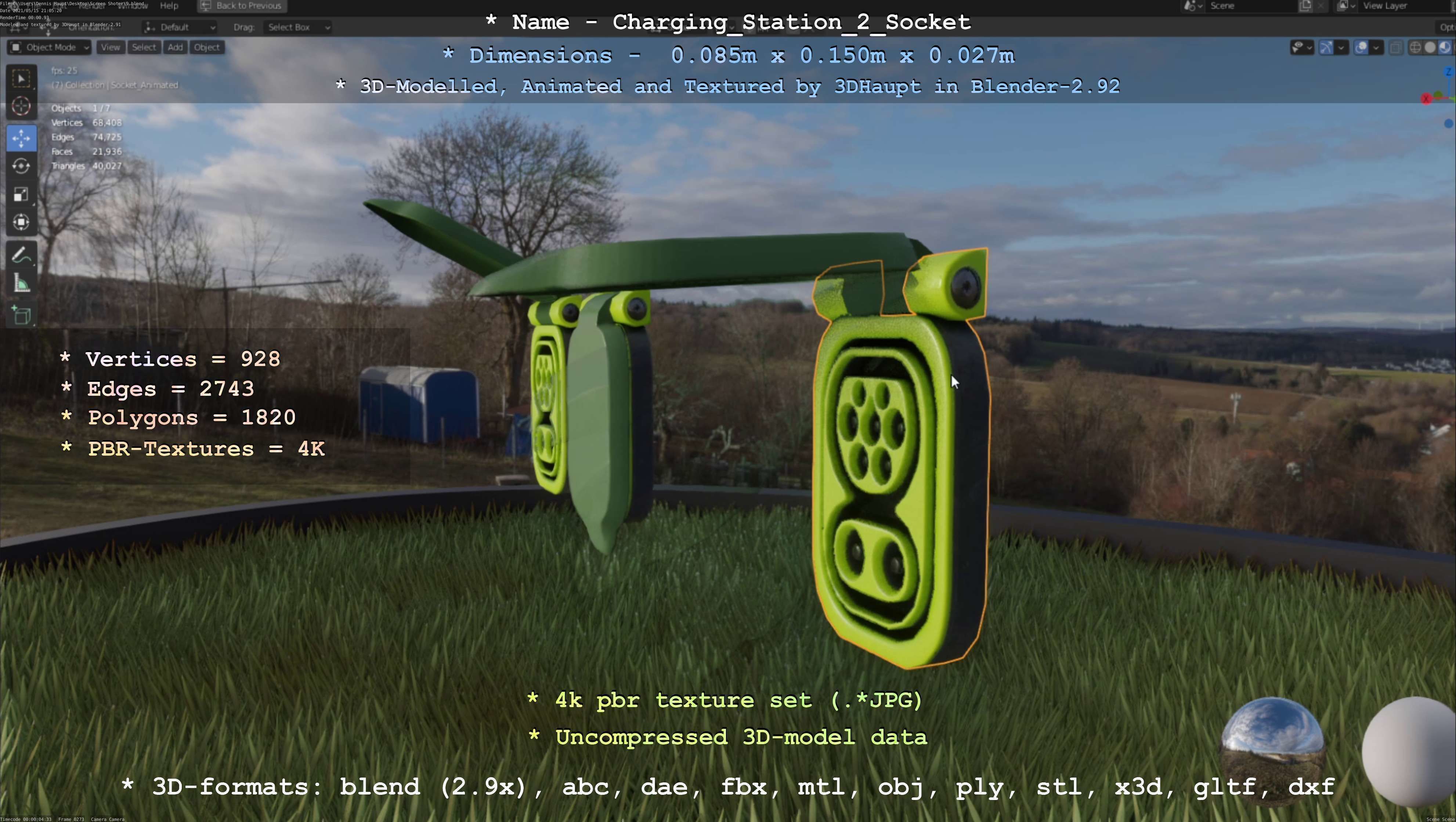 Sockets from Charging Station Version 2 Low-poly 3D model_81