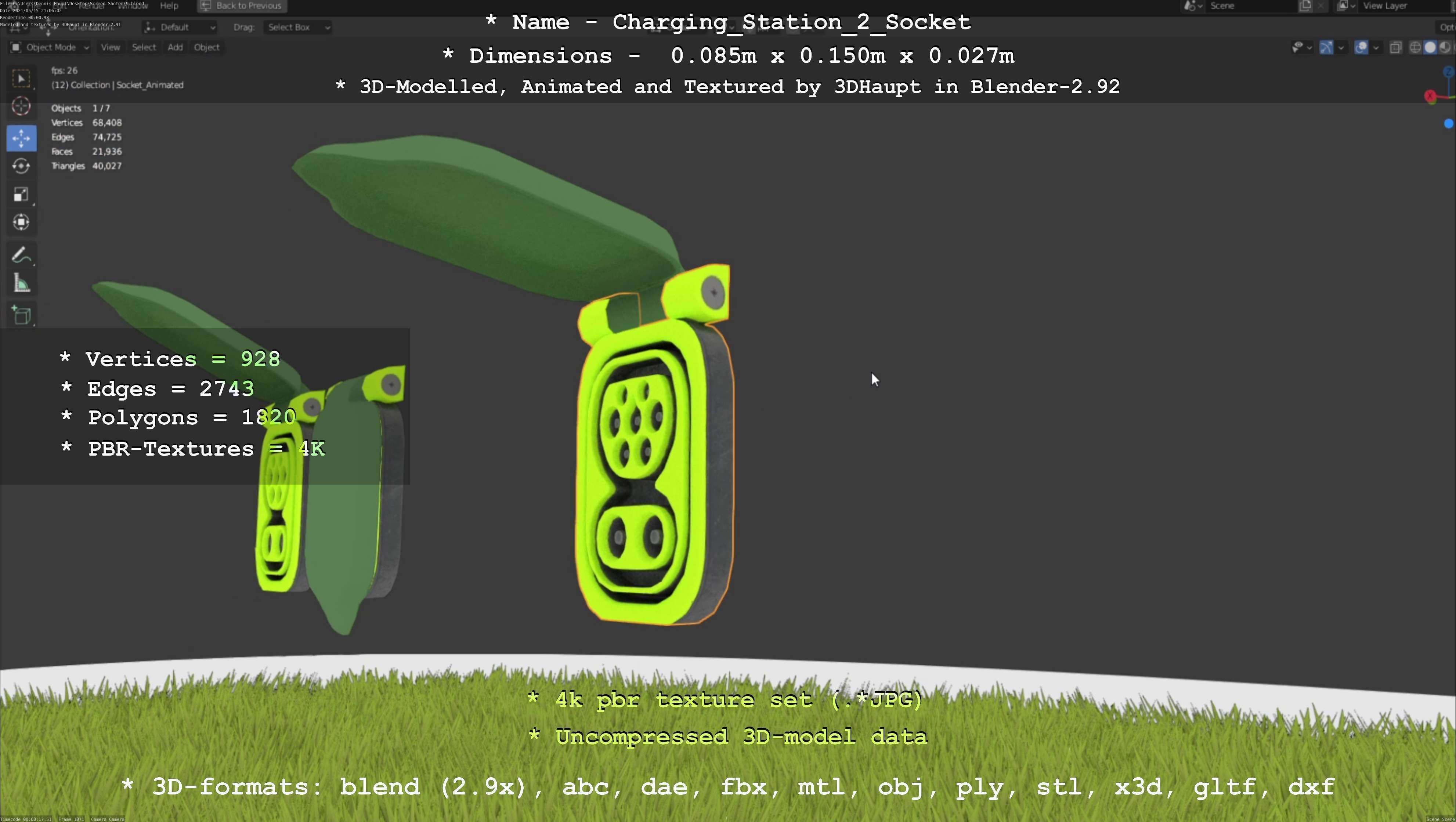 Sockets from Charging Station Version 2 Low-poly 3D model_115