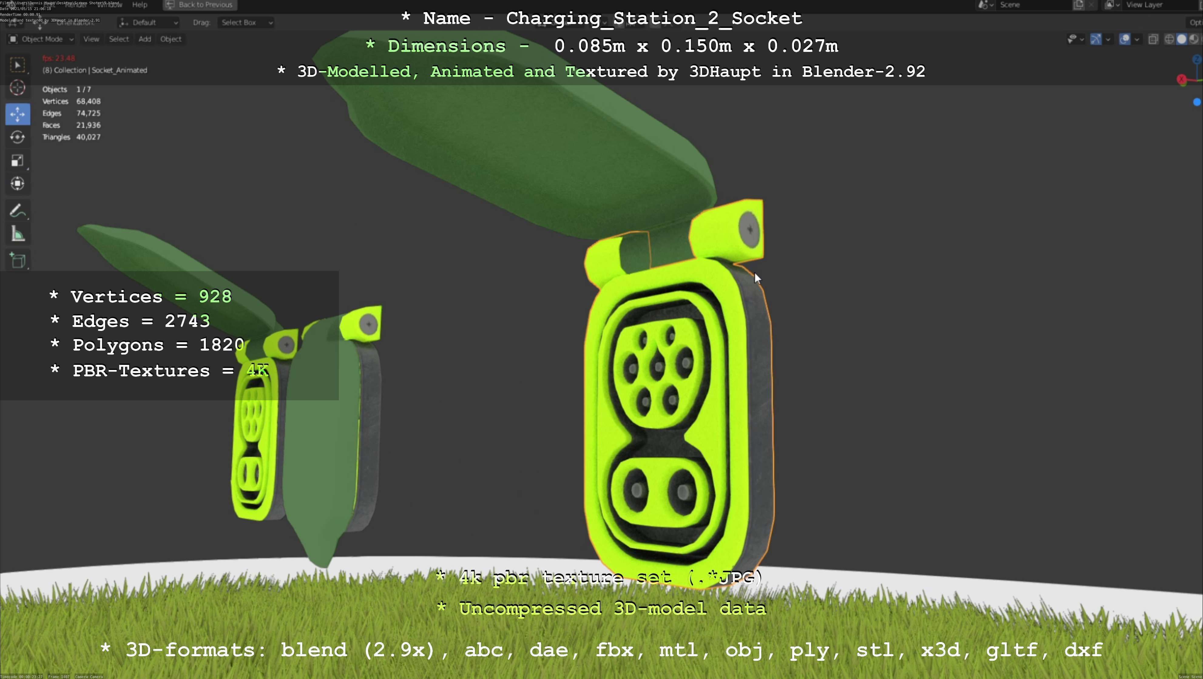 Sockets from Charging Station Version 2 Low-poly 3D model_105
