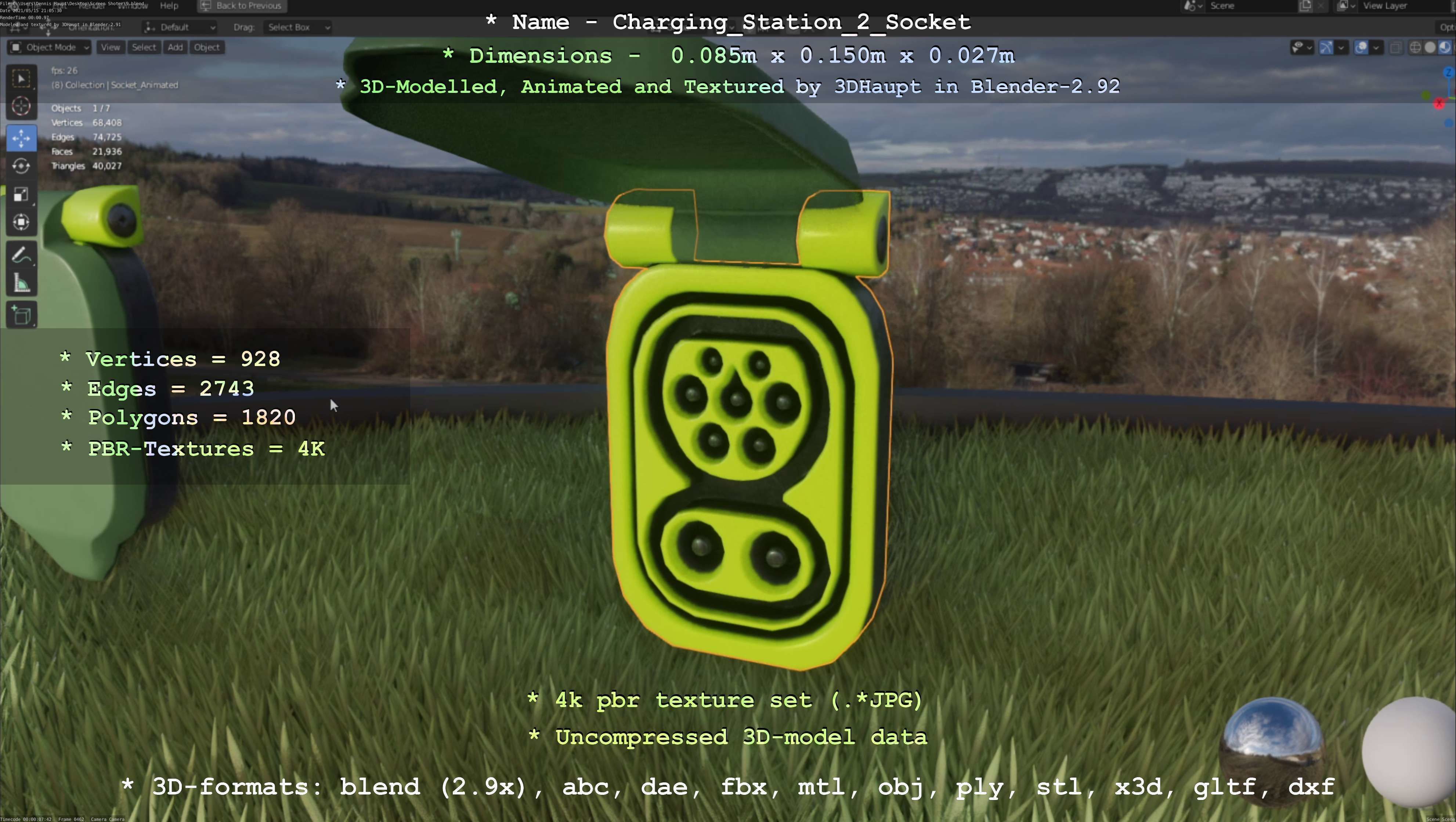 Sockets from Charging Station Version 2 Low-poly 3D model_88