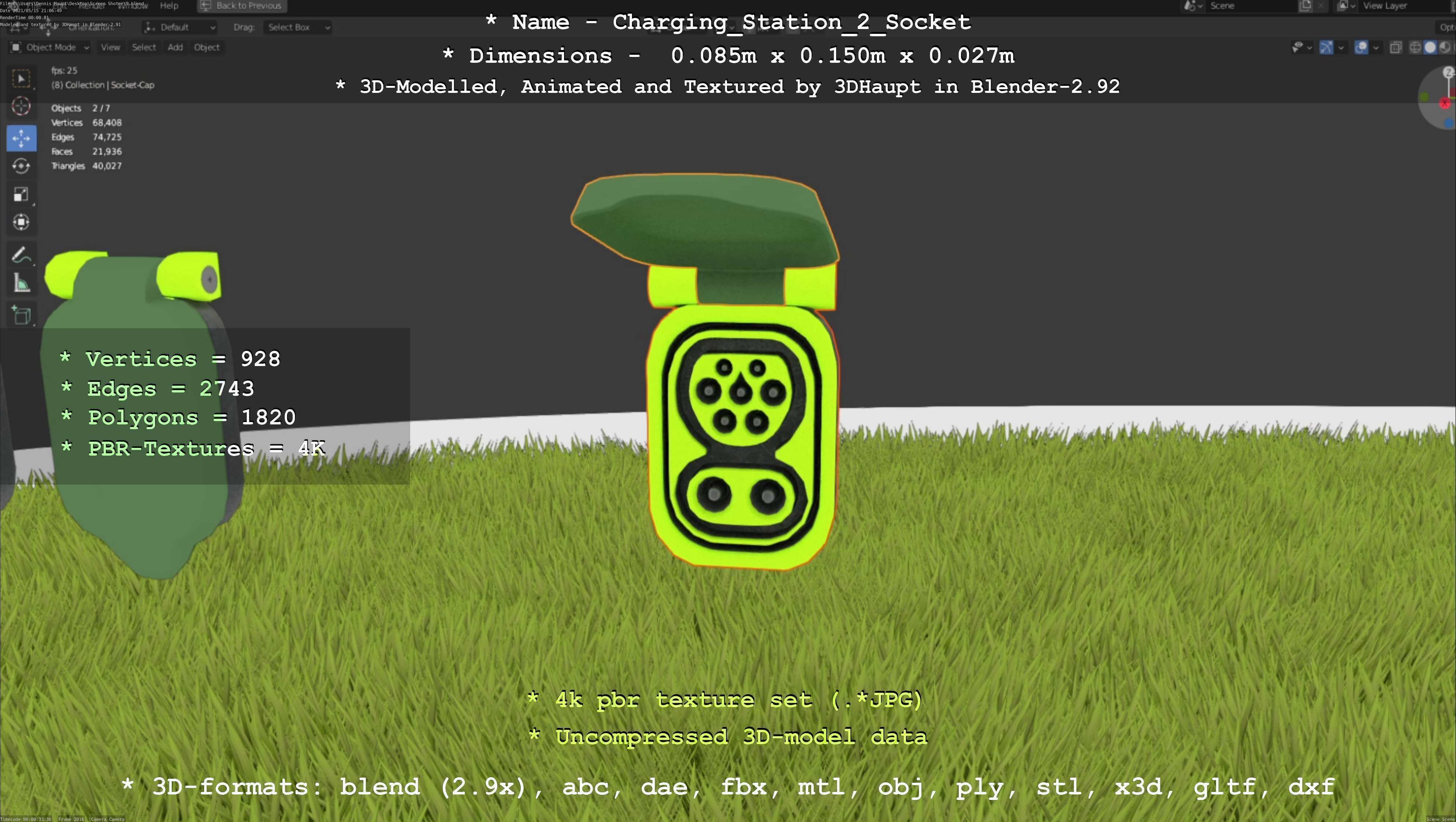 Sockets from Charging Station Version 2 Low-poly 3D model_64