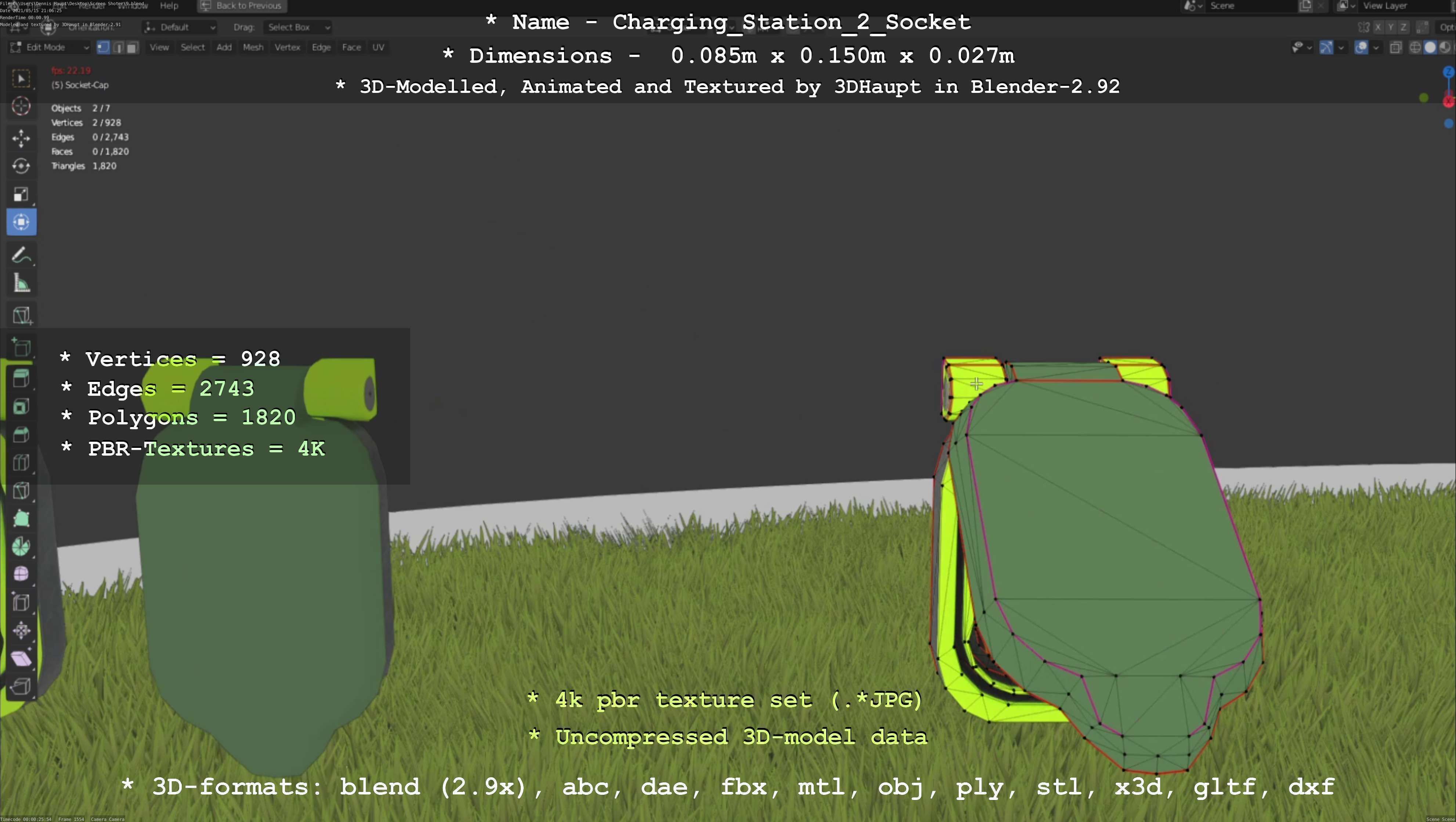 Sockets from Charging Station Version 2 Low-poly 3D model_43