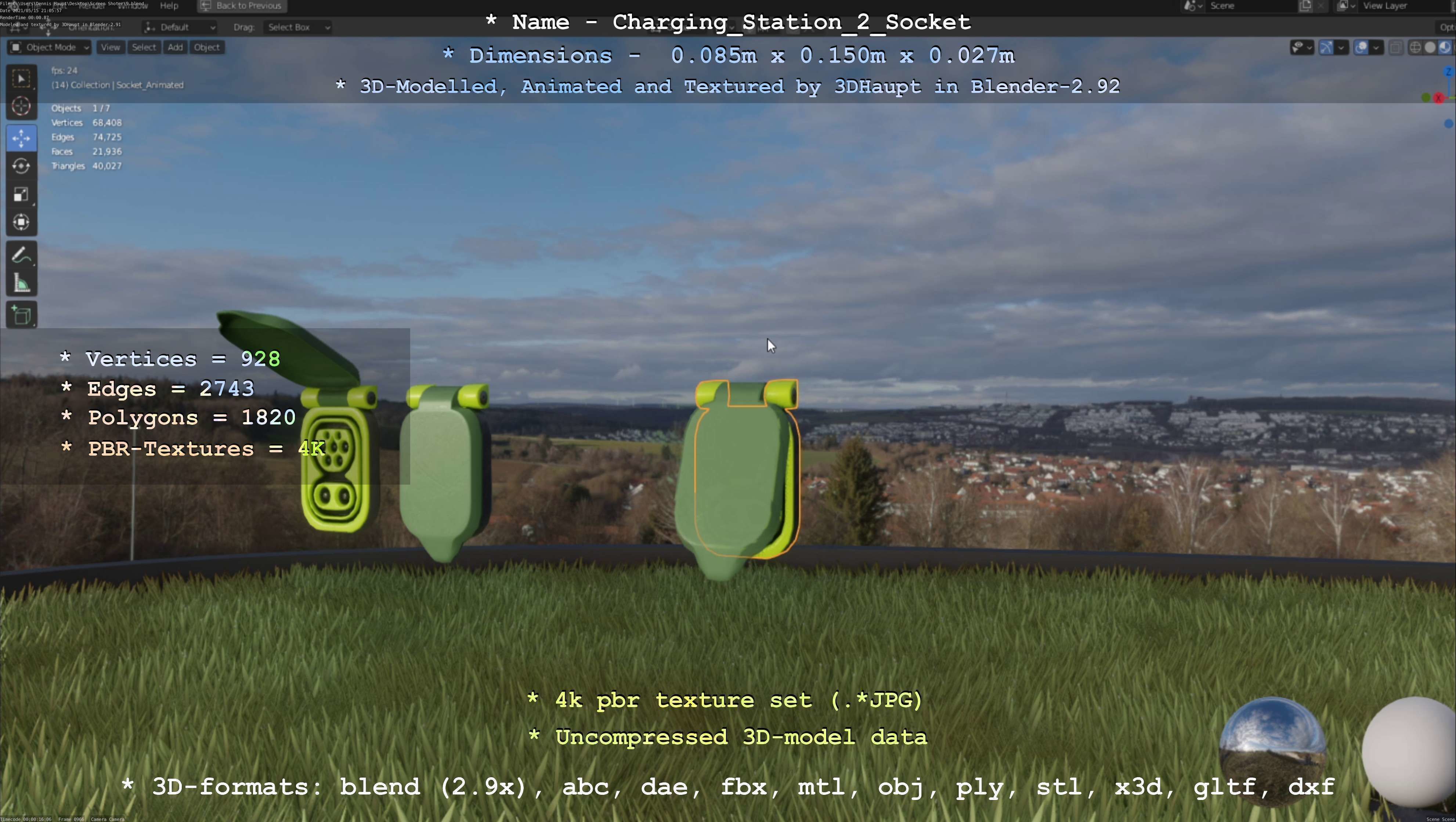 Sockets from Charging Station Version 2 Low-poly 3D model_110