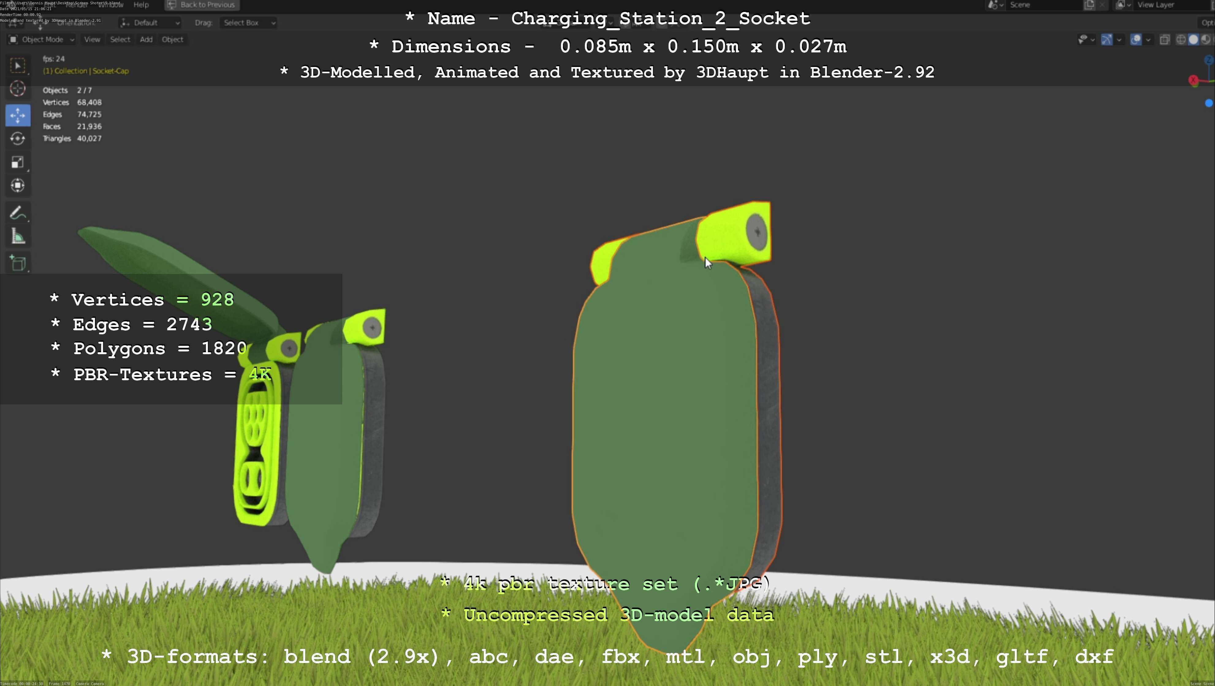 Sockets from Charging Station Version 2 Low-poly 3D model_125