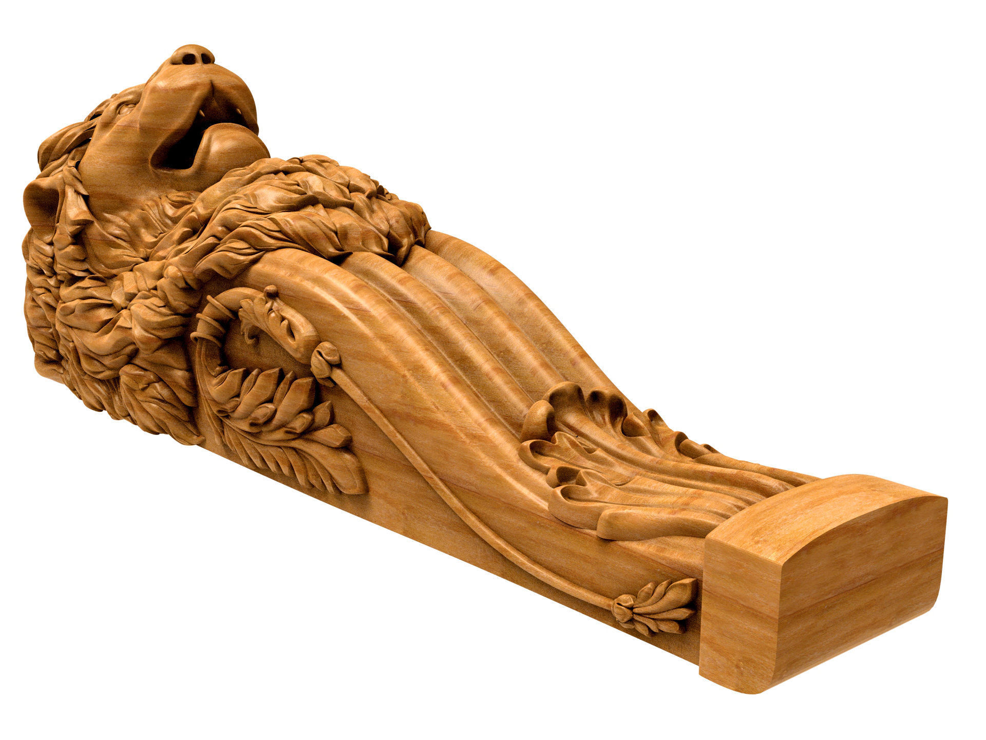 3D Model STL Column wood carving of lion 3D model_3