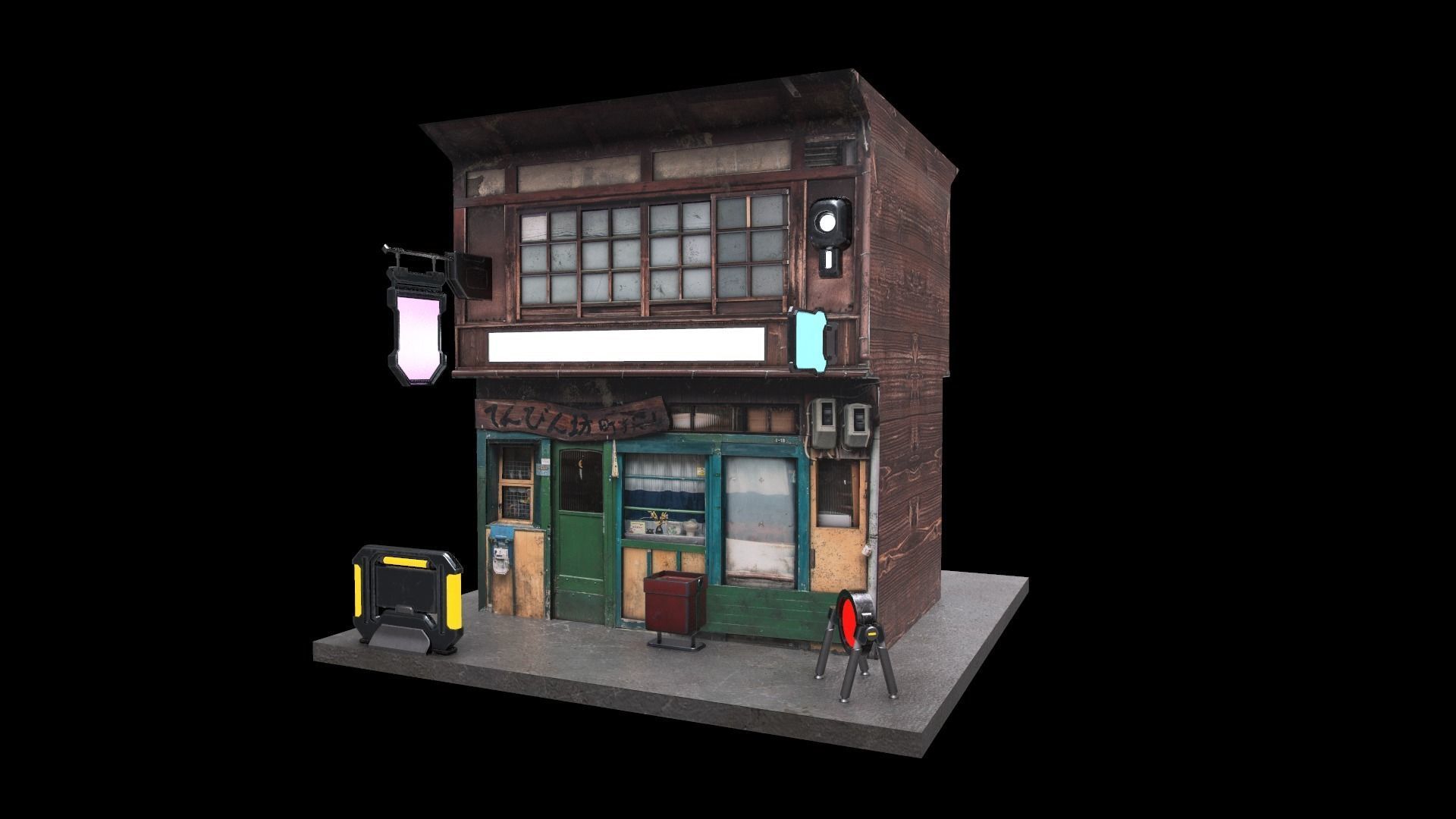 Cyberpunk Building Low-poly 3D model_14