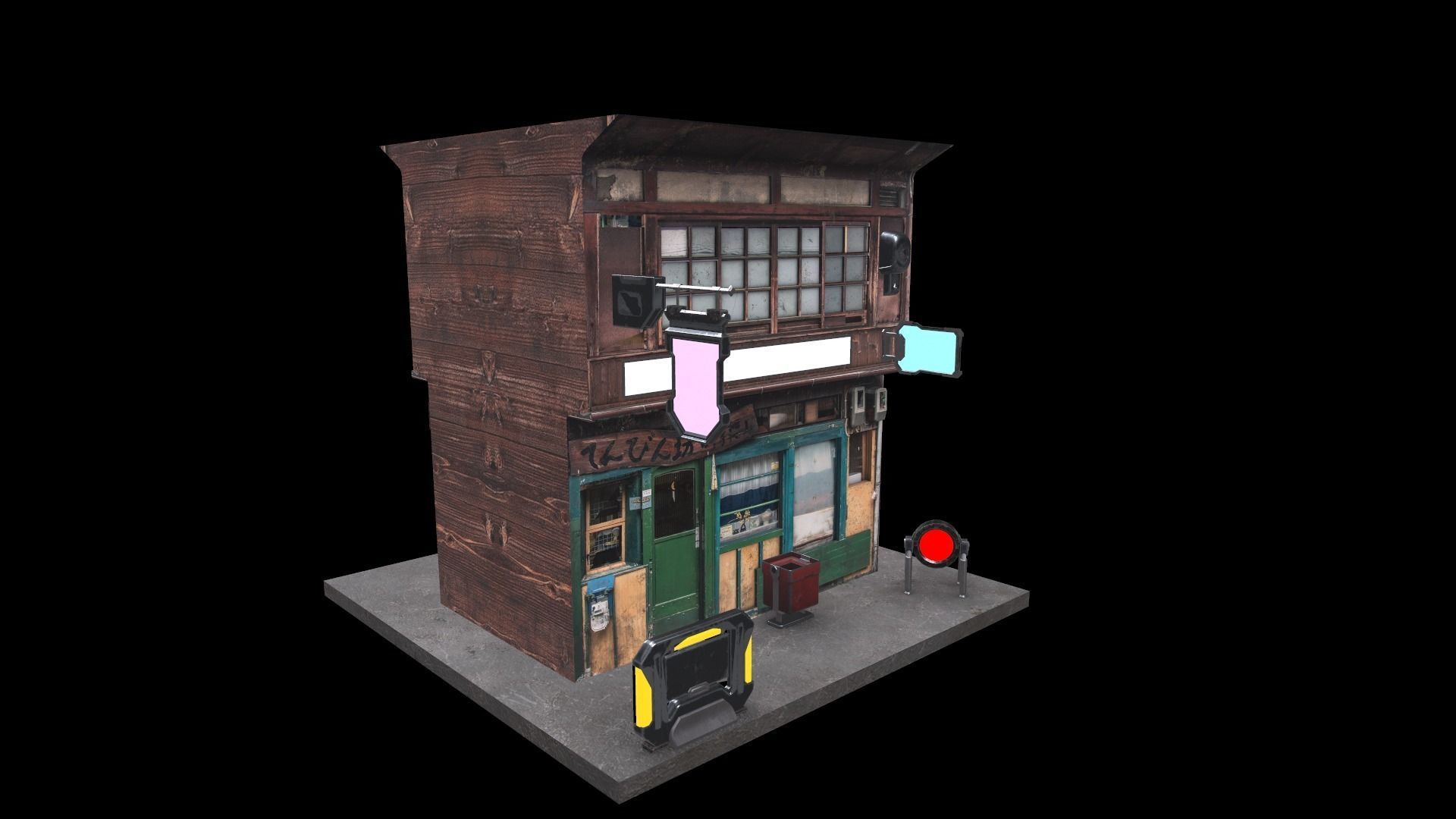 Cyberpunk Building Low-poly 3D model_2