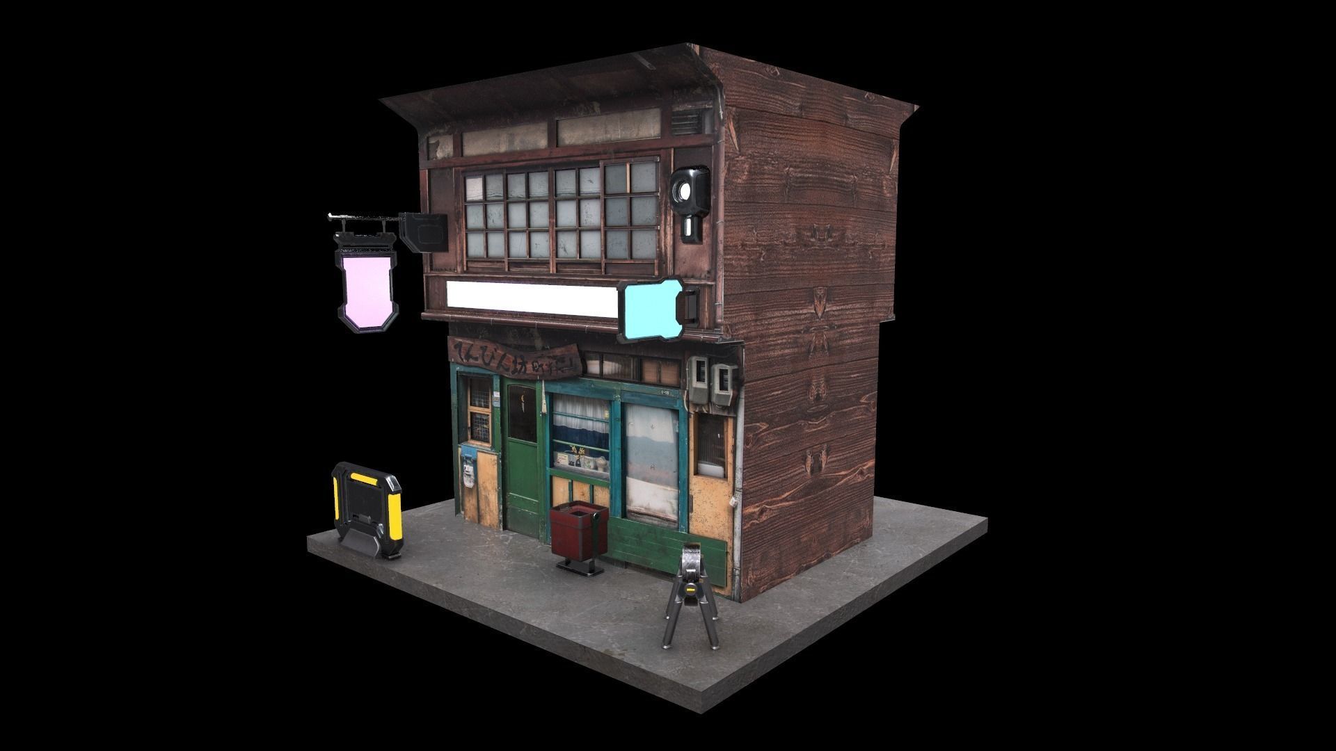 Cyberpunk Building Low-poly 3D model_11