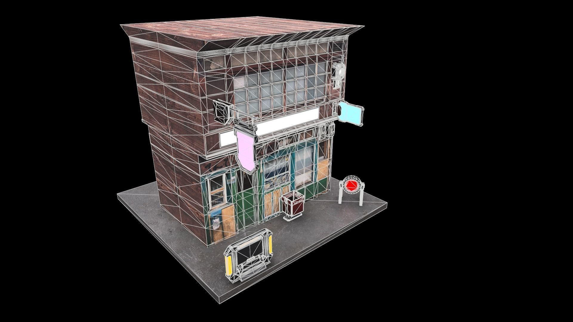 Cyberpunk Building Low-poly 3D model_17