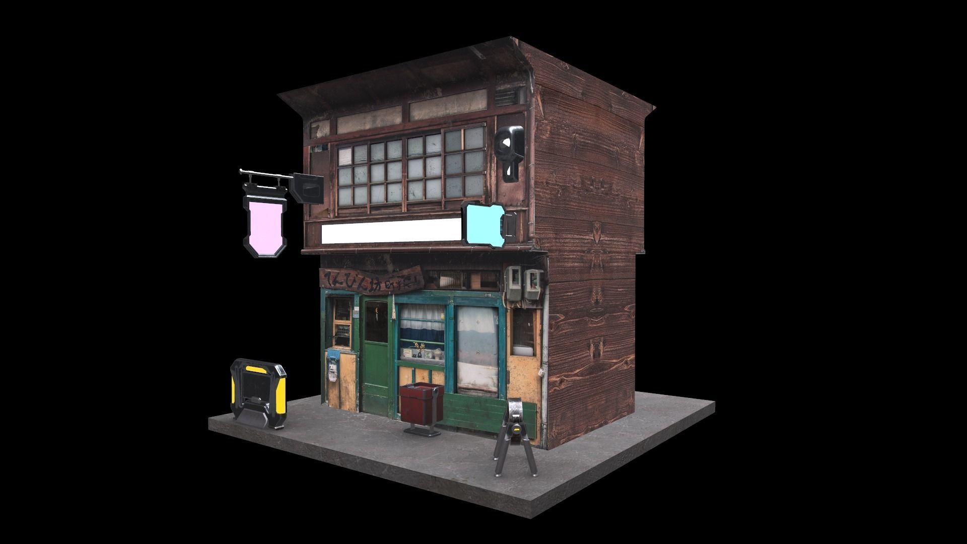 Cyberpunk Building Low-poly 3D model_1