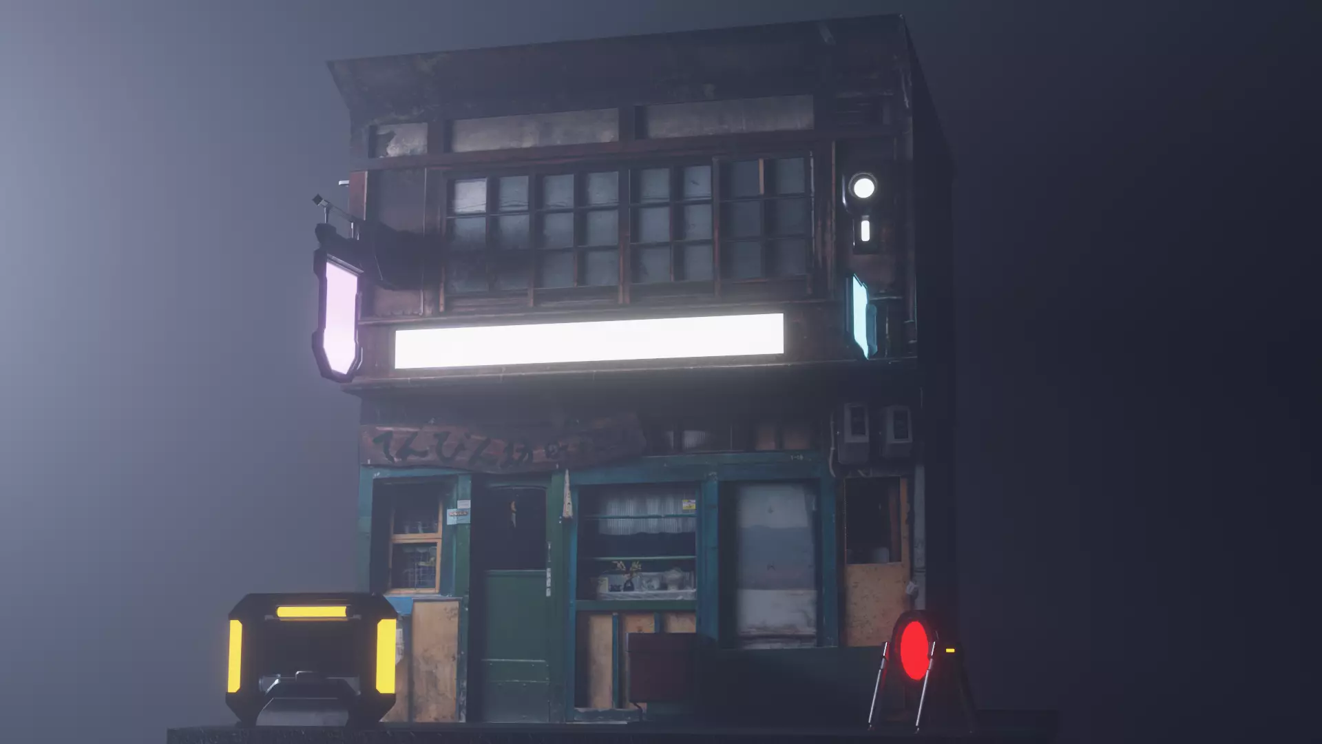Cyberpunk Building Low-poly 3D model_0